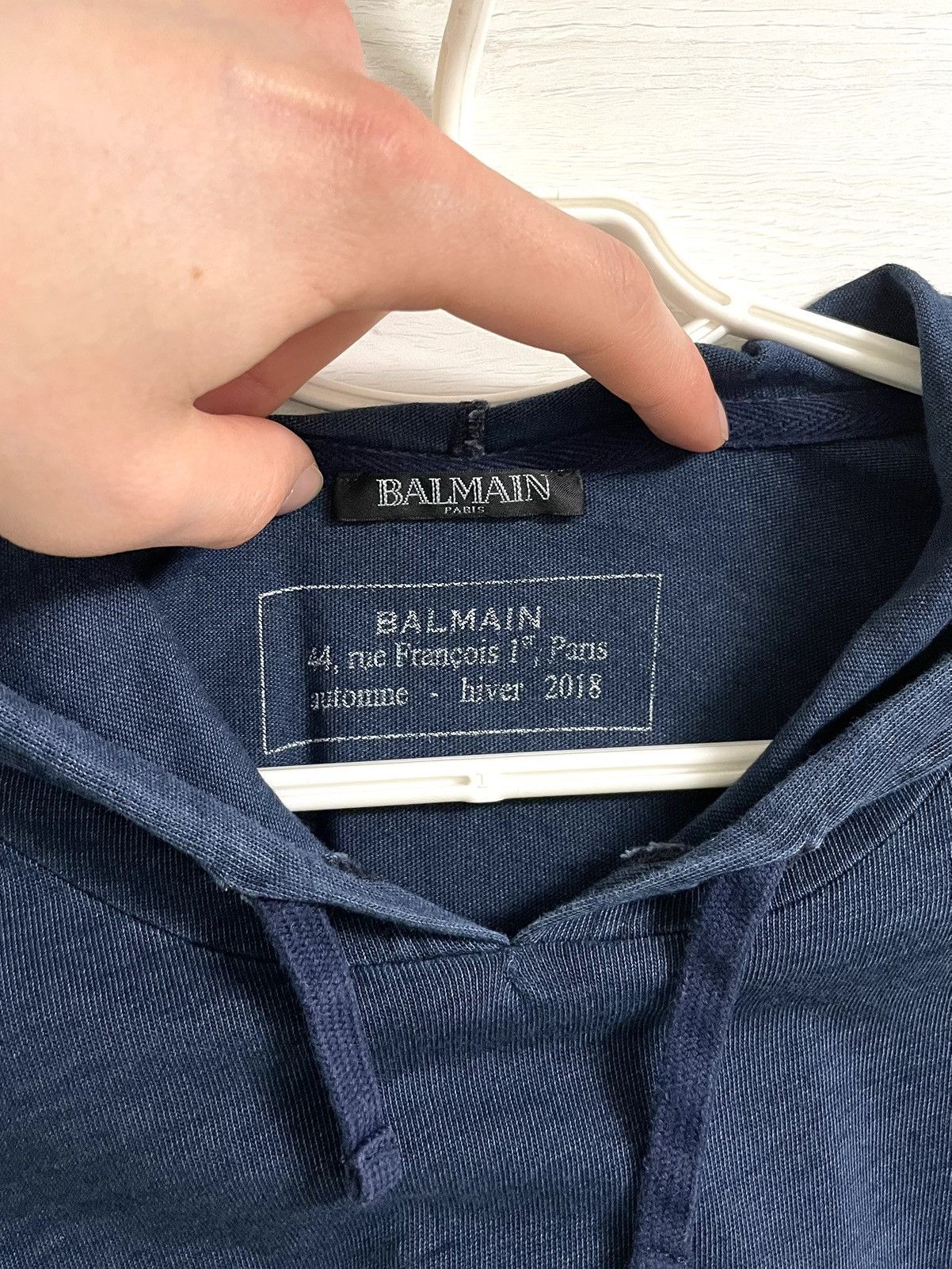 Balmain Balmain Velour Logo Hooded Long Sleeve T-Shirt Hoodie Size US M / EU 48-50 / 2 - 4 Thumbnail