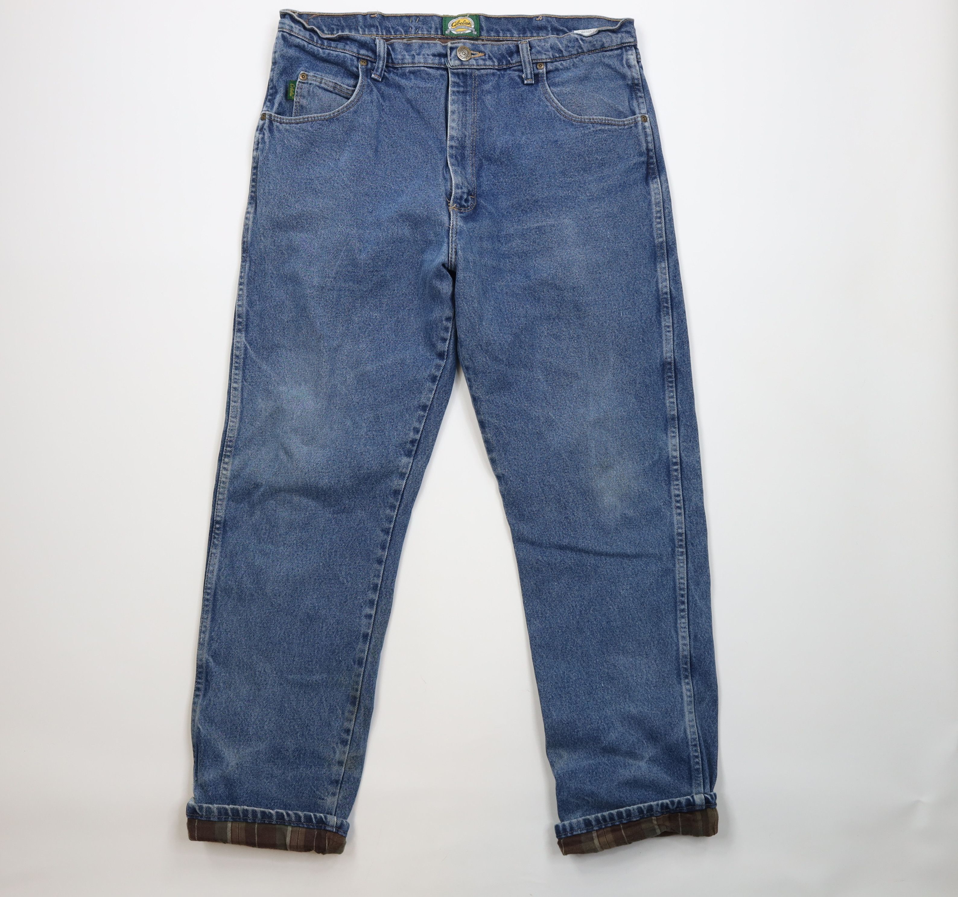 Cabelas Vintage Cabelas Flannel Lined Relaxed Fit Denim Jeans Blue Size US 38 / EU 54 - 1 Thumbnail