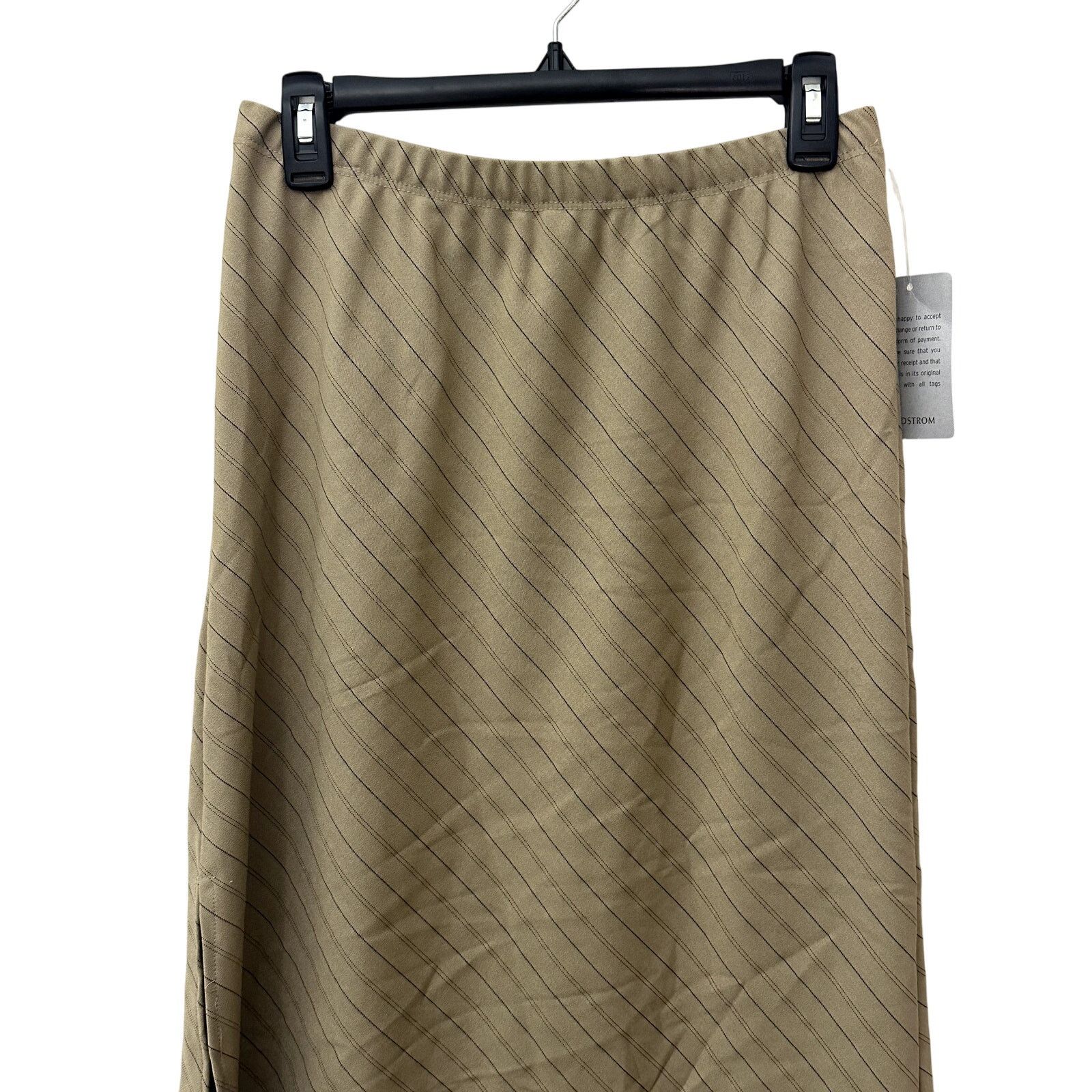 Other Forgotten Grace Skirt Midi Pinstripe Tan Black Womens M NWOT Size 28" / US 6 / IT 42 - 2 Thumbnail