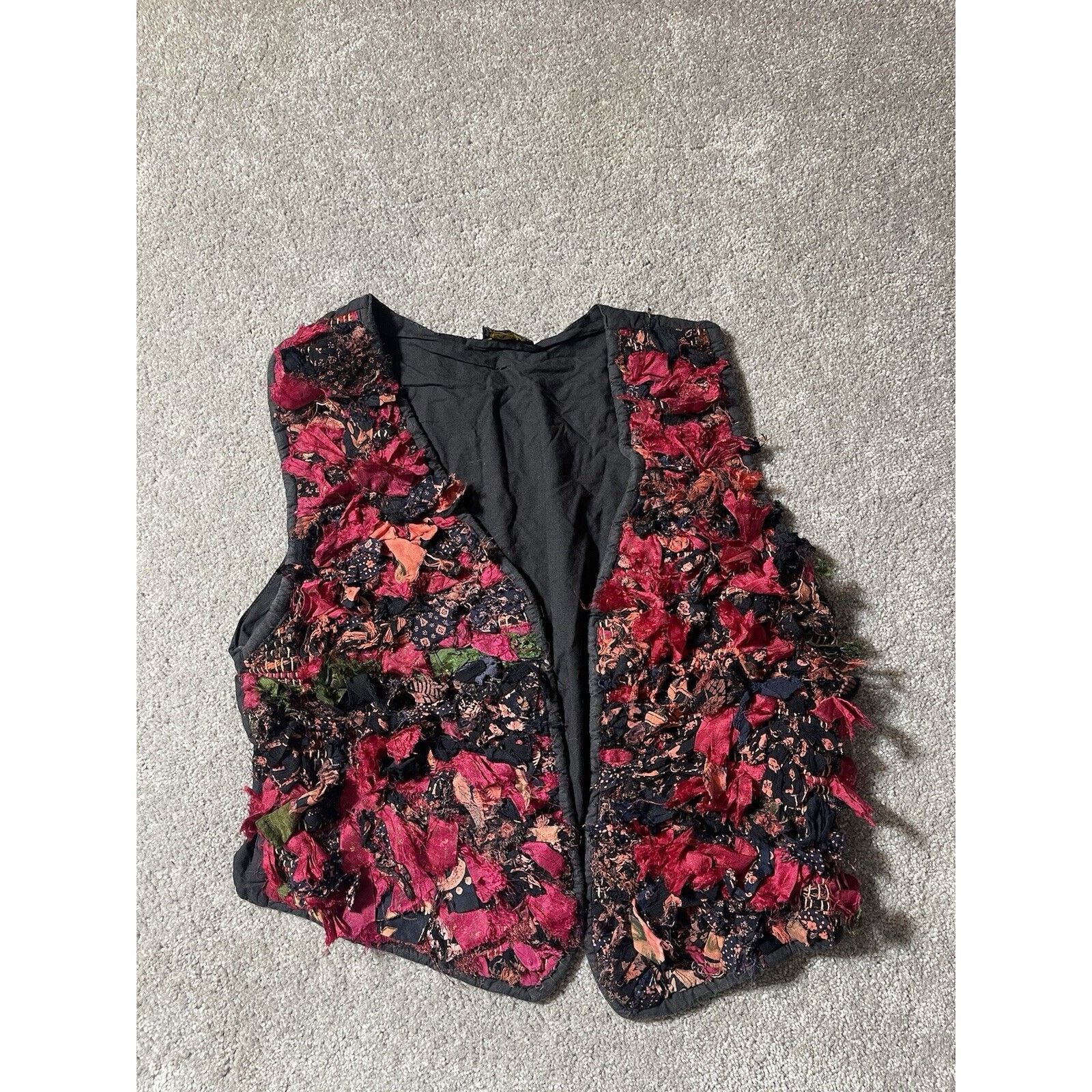 Other Vintage Rag Rug Vest Boho Hippie Festival Artisan Folk Art Size S / US 4 / IT 40 - 1 Thumbnail