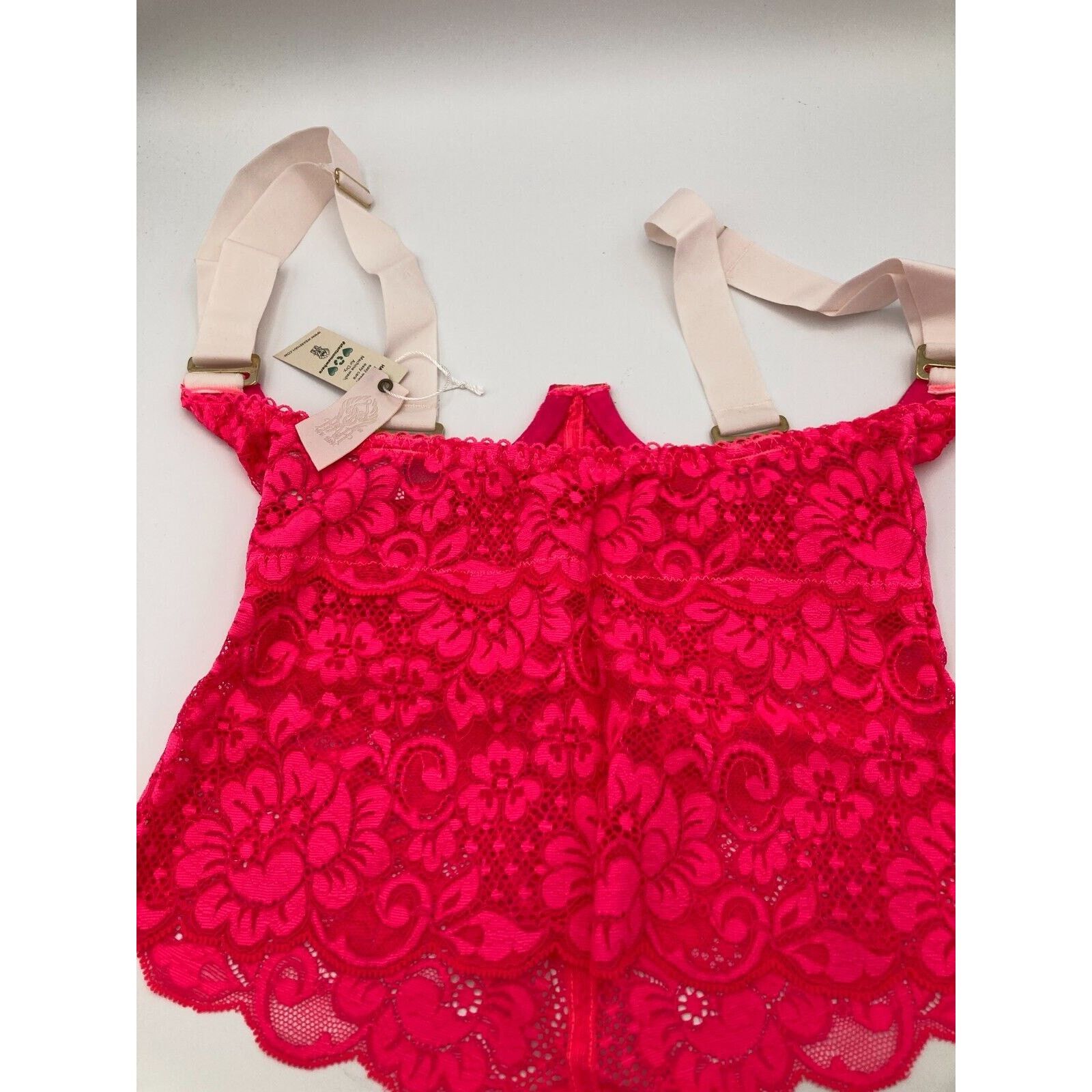 Free People We Are HAH Free People Bust a Move Hot Pink Lace Bustier XS Size ONE SIZE - 3 Thumbnail