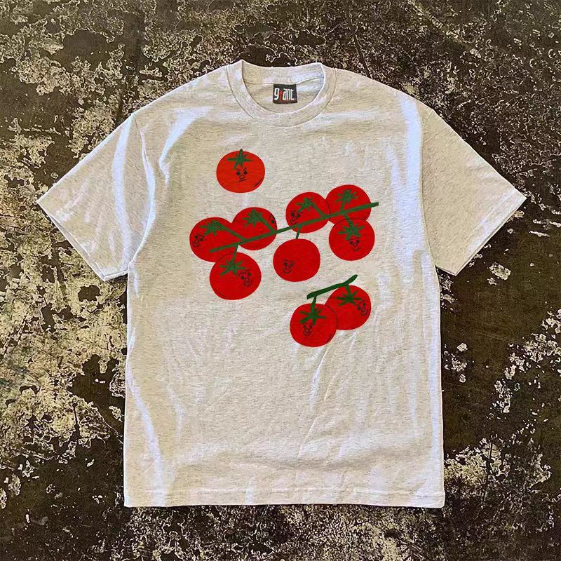 Vintage Tomato print grey casual retro t-shirt Size US M / EU 48-50 / 2 - 1 Thumbnail