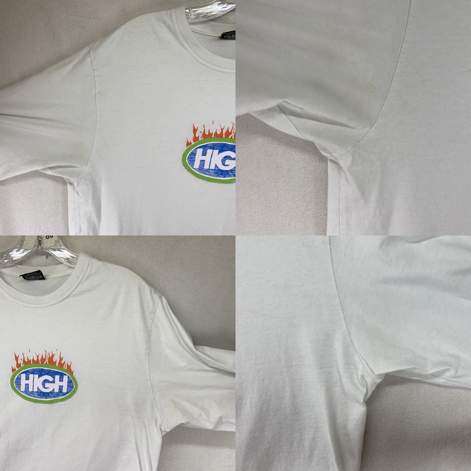 Vintage VINTAGE HIGH Street Wear T-Shirt Mens Long Sleeve All Seasons White Graphic 90s Hip Hop Skater Fire Size US S / EU 44-46 / 1 - 8 Thumbnail