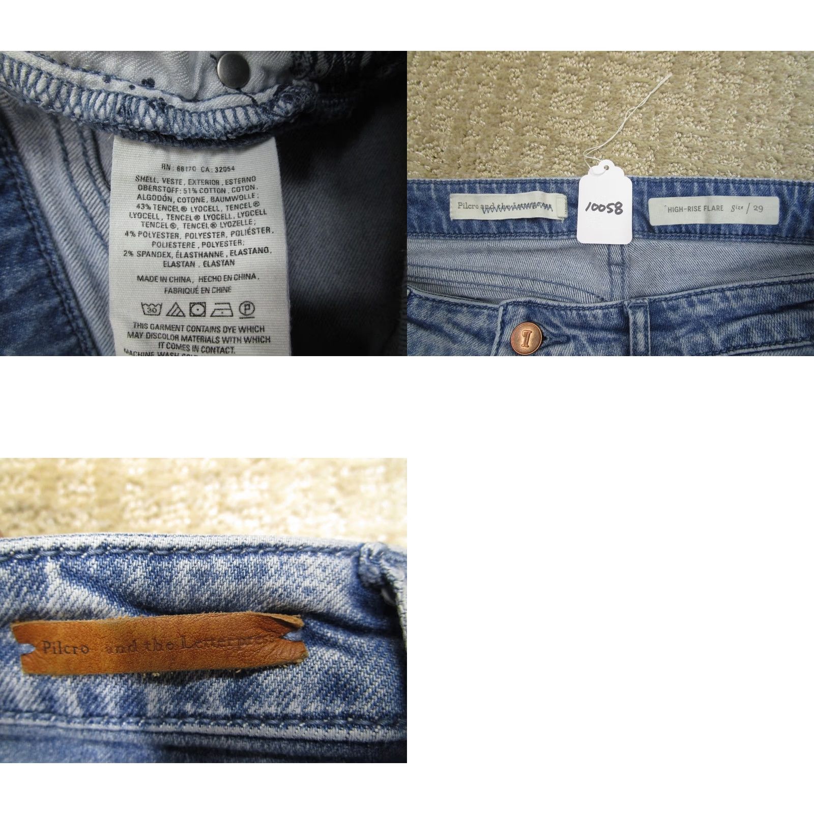 Vintage Pilcro Jeans Women 29 Blue High Rise Flared Cropped Pant "Logo" 5-Pocket Denim Cotton Polyester Spandex Regular Rise: High VINTAGE: No Size 29" - 8 Thumbnail