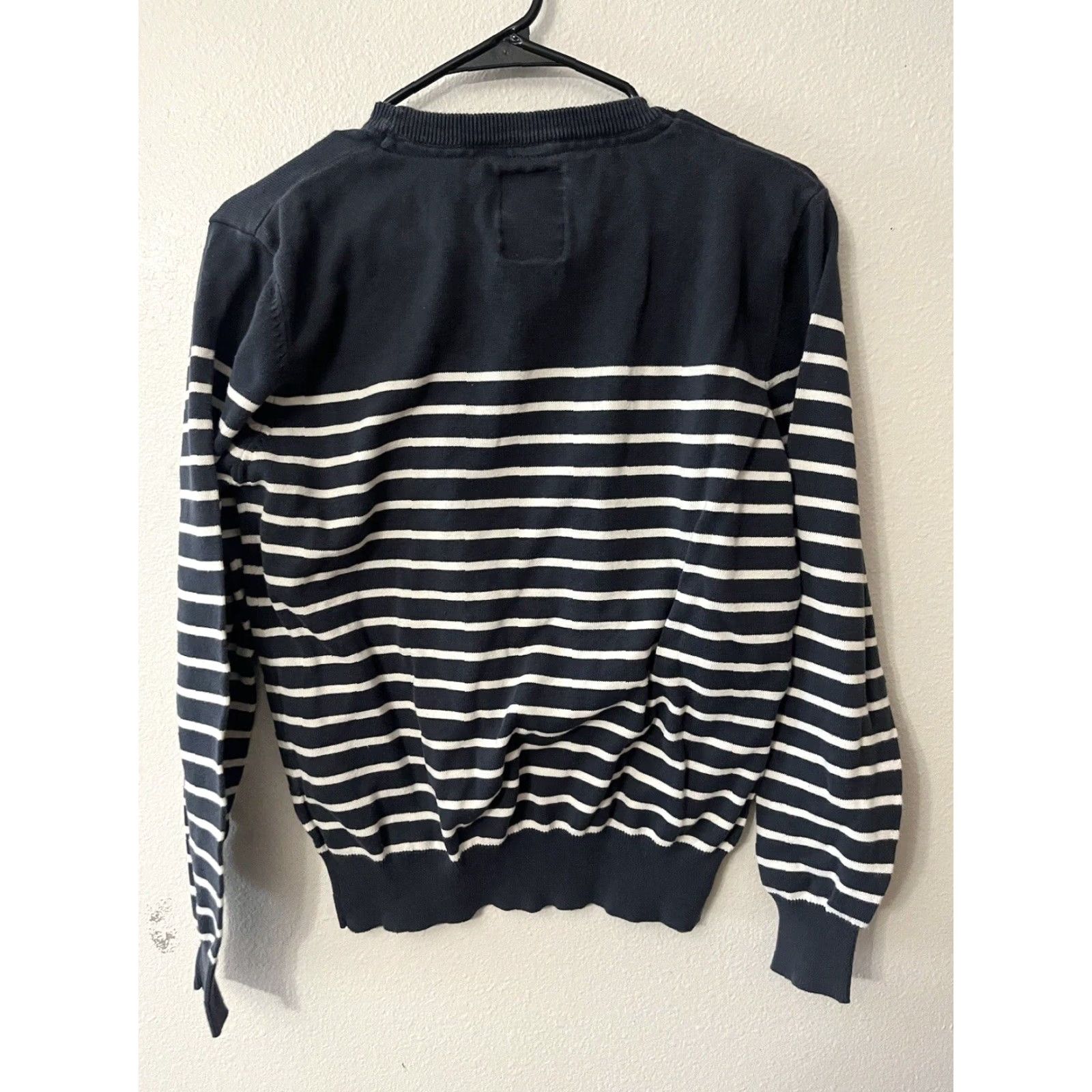 Vintage VINTAGE Cross Hatch Men's Sweater Shirt/Crew Neck Knit—Cable Knit, Navy/White, Size M, Casual, Fall/Winter, Mens Size US M / EU 48-50 / 2 - 2 Thumbnail