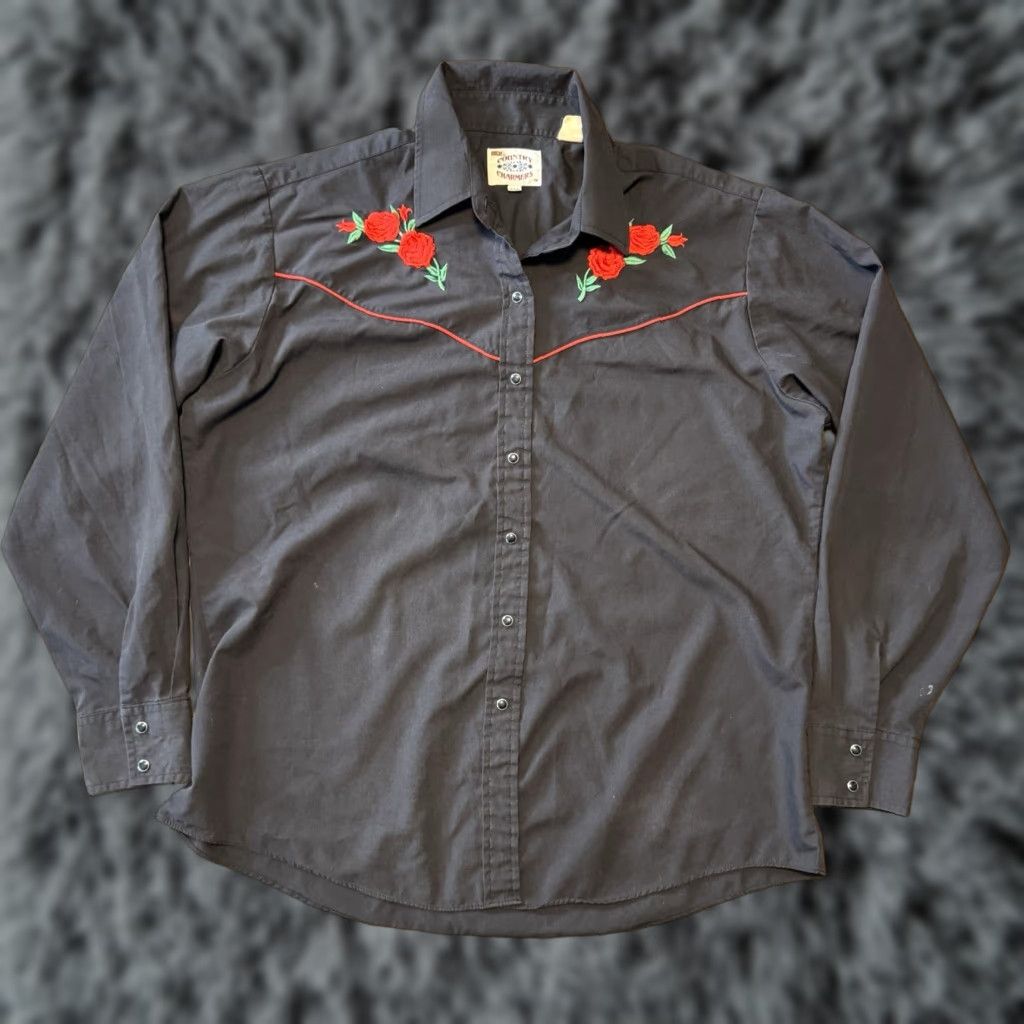 Vintage VINTAGE Ely Cattleman Country Charmers Shirt Womens 2XL Black Western Ranch Rodeo Pearl Snap Button-Up Collared Cotton Polyester Size XXL / US 16-18 / IT 52-54 - 1 Thumbnail