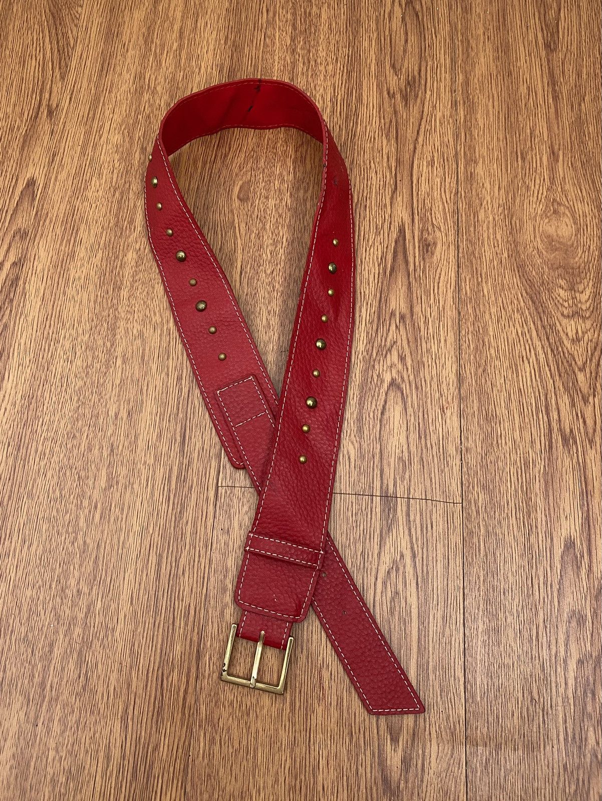 If Six Was Nine × Japanese Brand × Le Grande Bleu (L.G.B.) Red studded metal belt Size ONE SIZE - 1 Thumbnail