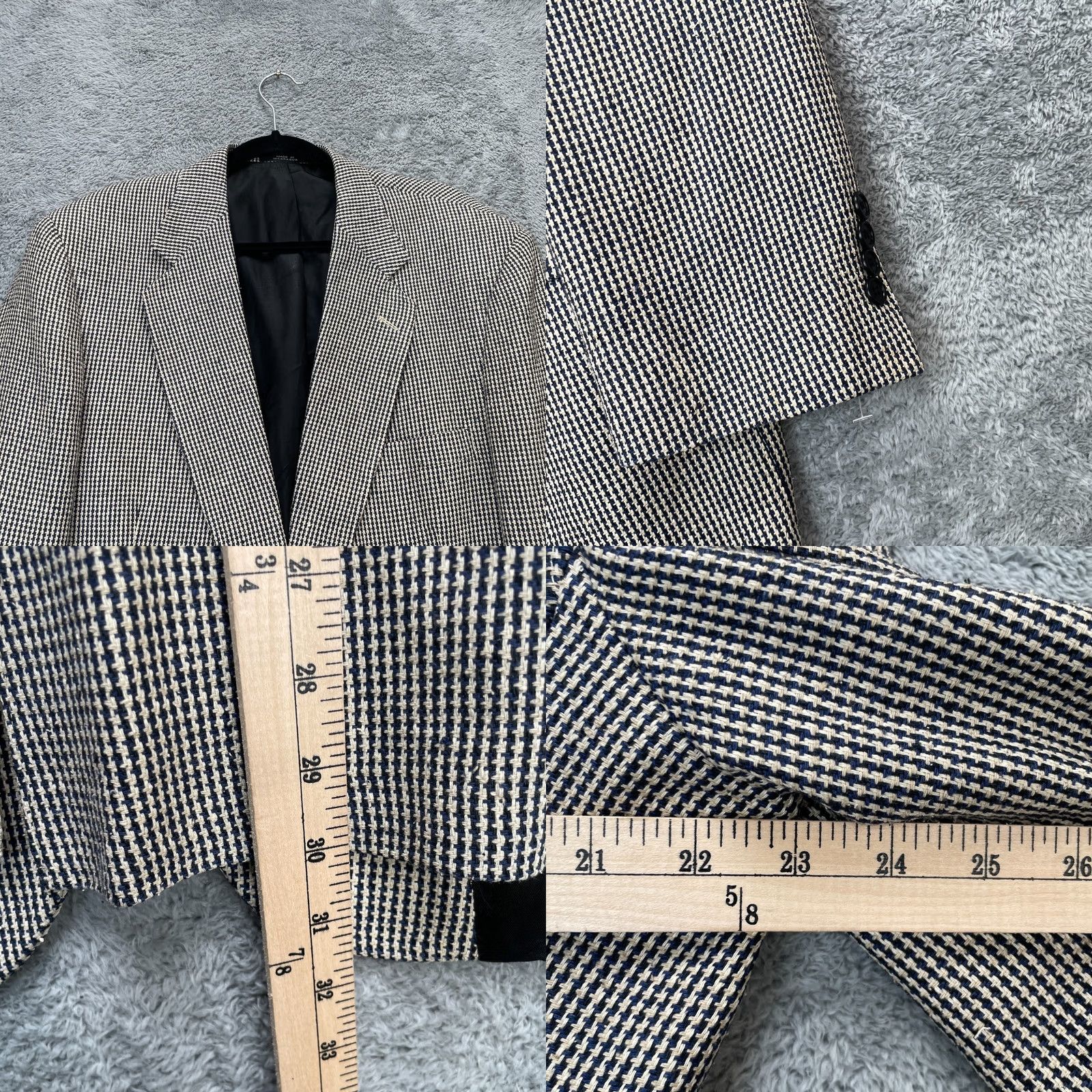 Stanley Blacker VTG Stanley Blacker Jacket Mens Large Black Blazer Silk Houndstooth Coat Classic Size 42R - 8 Thumbnail