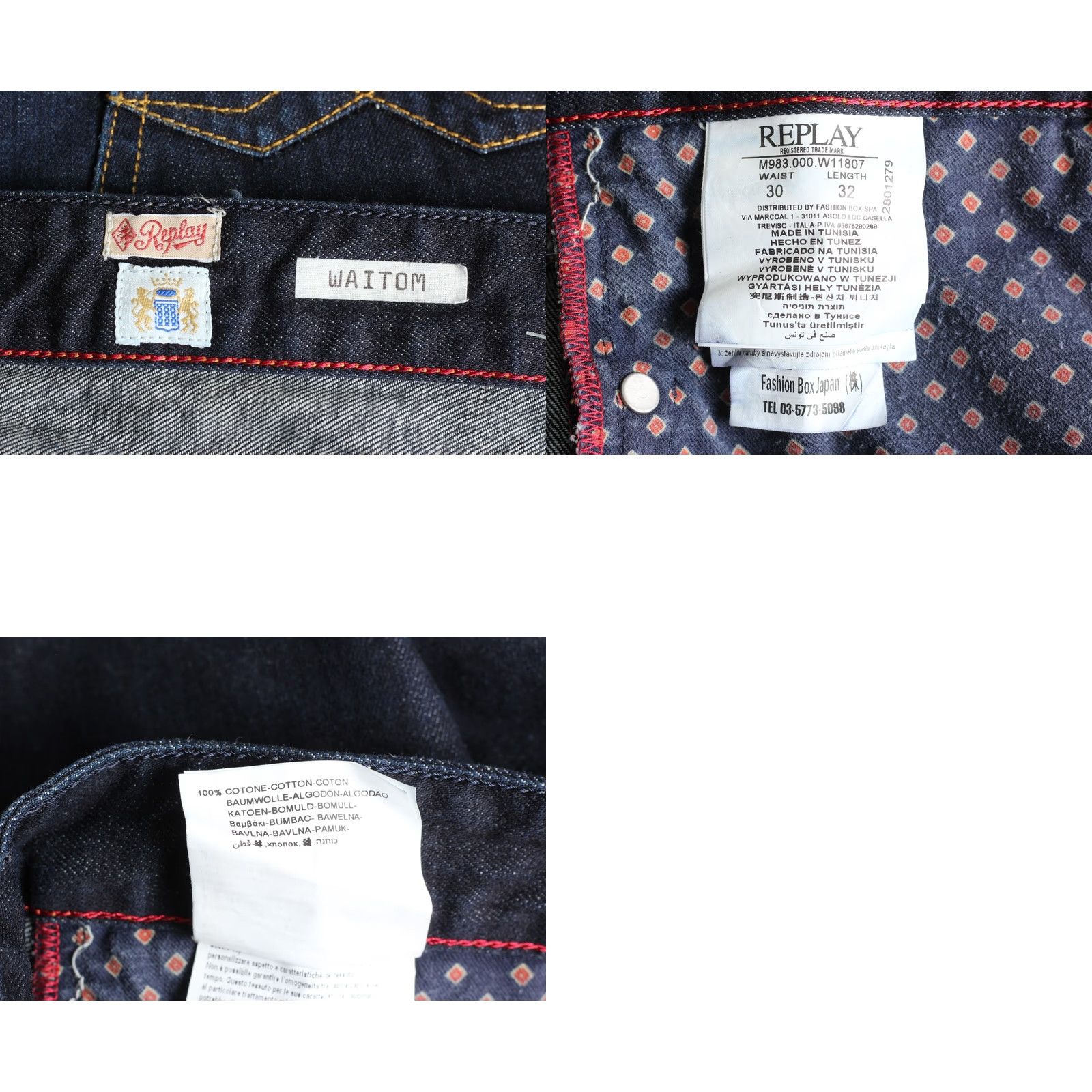 Replay Replay WAITOM Jeans Men Regular Straight DZ7459 Jeans, 30 W 32 L, Blue, 5-Pocket Denim, Cotton, Mid Rise, Belt Loops, Button Closure, Vintage No Size US 30 / EU 46 - 8 Thumbnail