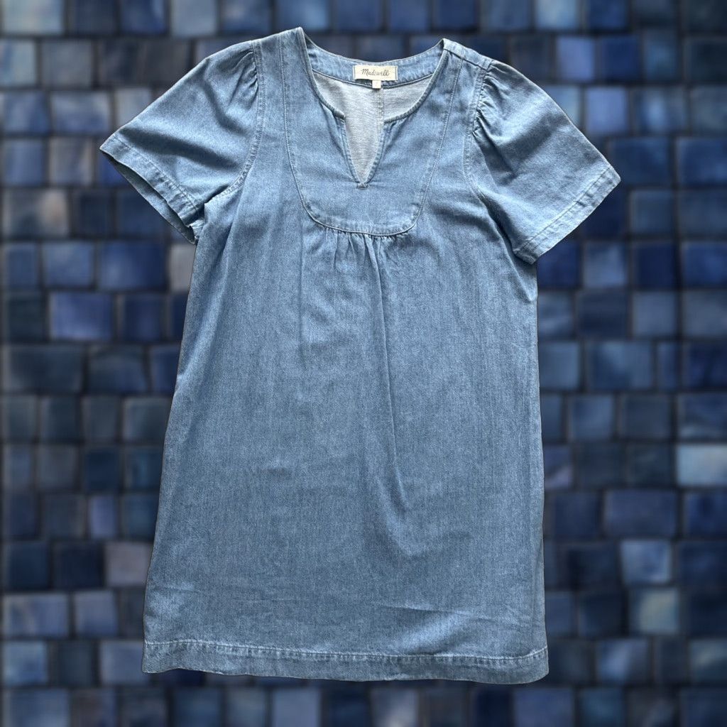 Madewell Madewell Denim Dress Womens Small Chambray Cotton/Linen Split Neck Cap Sleeve Dress Size S / US 4 / IT 40 - 1 Thumbnail