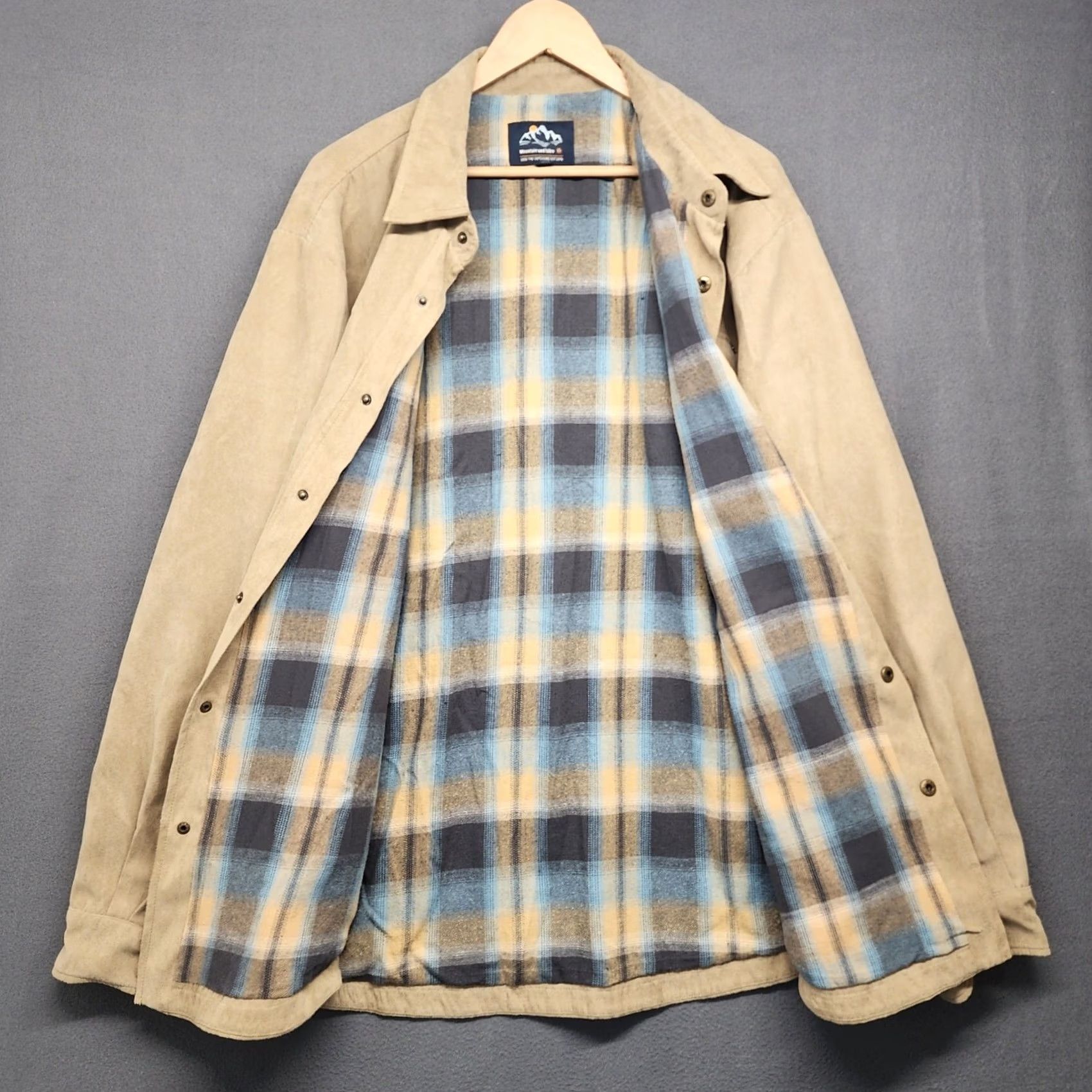 Vintage Mountain and Isles Shacket Mens XXL Tan Flannel Lined Shirt Jacket Chore Utility Size US XXL / EU 58 / 5 - 4 Thumbnail