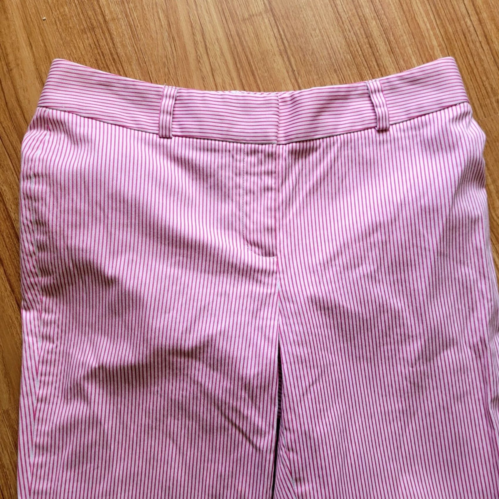 Talbots VINTAGE Talbots Womens Signature Cropped Pants Striped Pink White Size 8 Slim/ Skinny Inseam 25" Womens Size 30" / US 8 / IT 44 - 3 Thumbnail