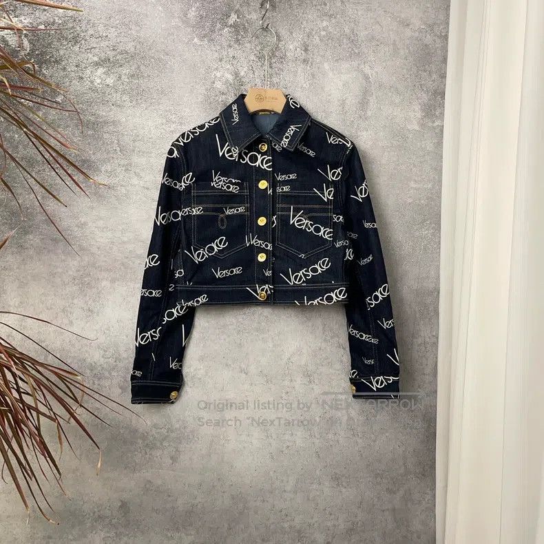 Versace Versace Dark blue cotton monogram segment denim top Size XS / US 0-2 / IT 36-38 - 1 Thumbnail