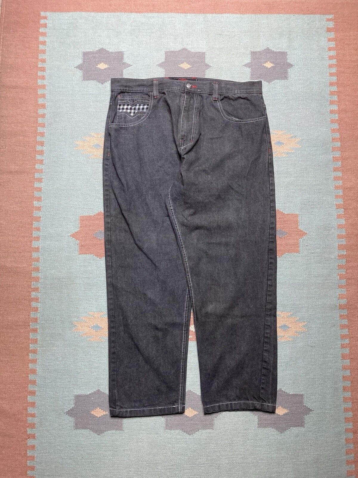 JNCO × Vintage VTG y2k baggy jeans black plaid checkered wide skater 40x31 Size US 40 / EU 56 - 4 Thumbnail