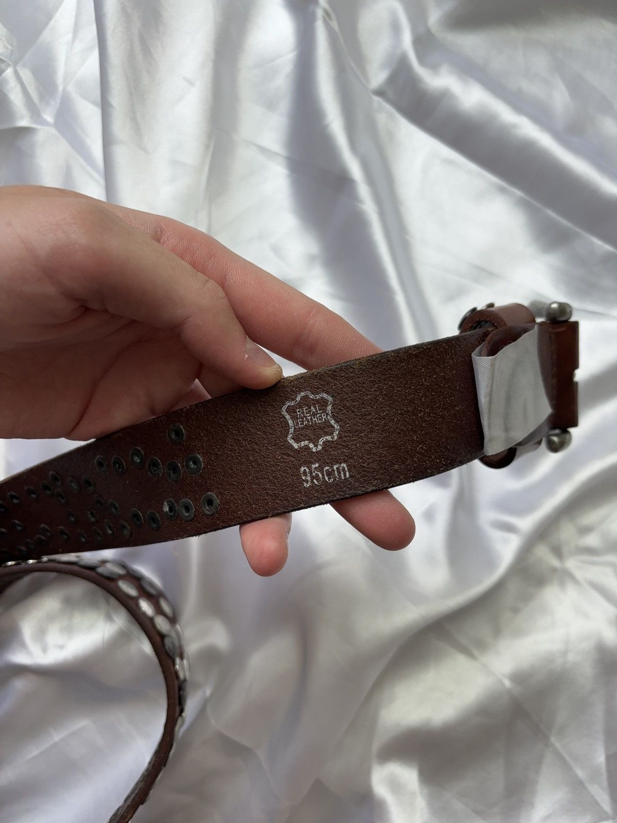Vintage Real Leather Vintage Grunge Punk Men’s Belt Size ONE SIZE - 6 Thumbnail