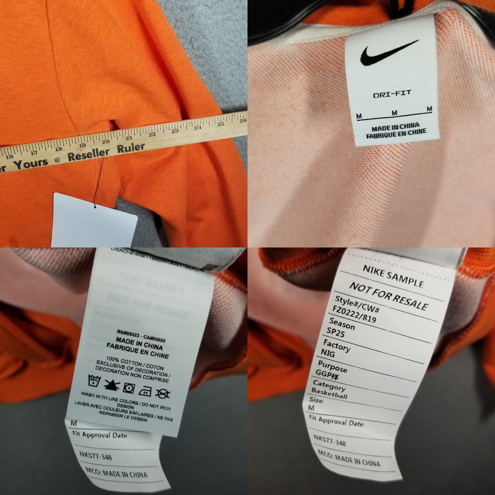 Nike VINTAGE Nike Hoodie Mens Medium Orange Basketball Zip Sample Sports Performance 90s Mens Size US M / EU 48-50 / 2 - 8 Thumbnail