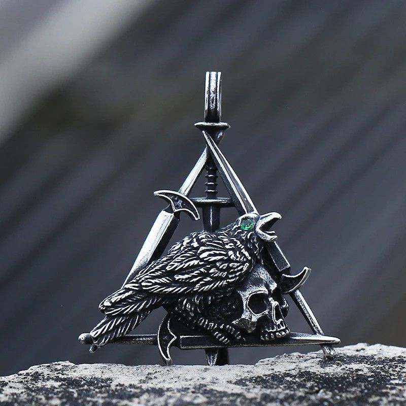Japanese Brand × Jewelry × Vintage Gothic Bird And Skull Head Necklace Size ONE SIZE - 2 Thumbnail