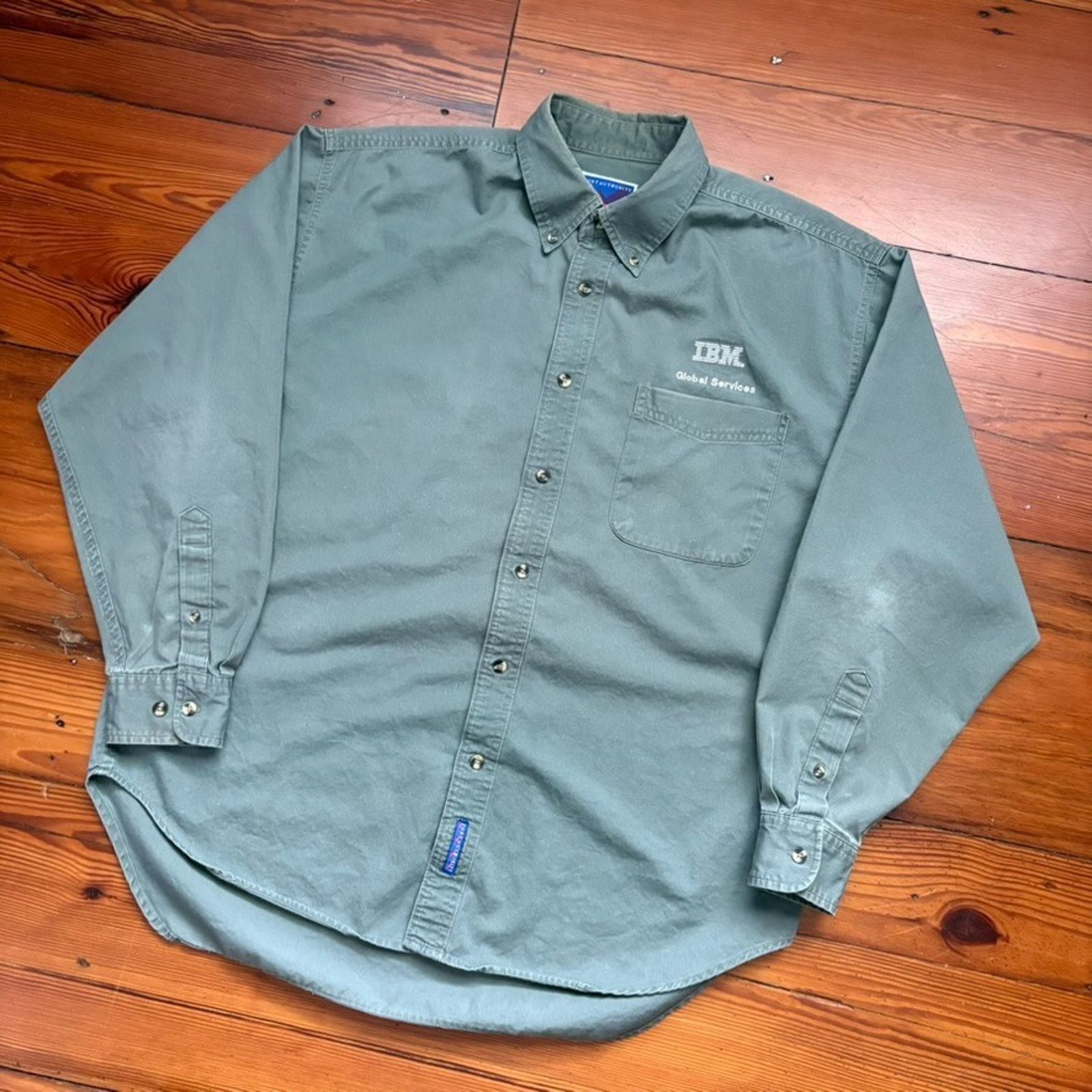 Vintage Vintage IBM Technology Button Up Shirt Men's Size L Green Size US L / EU 52-54 / 3 - 2 Thumbnail