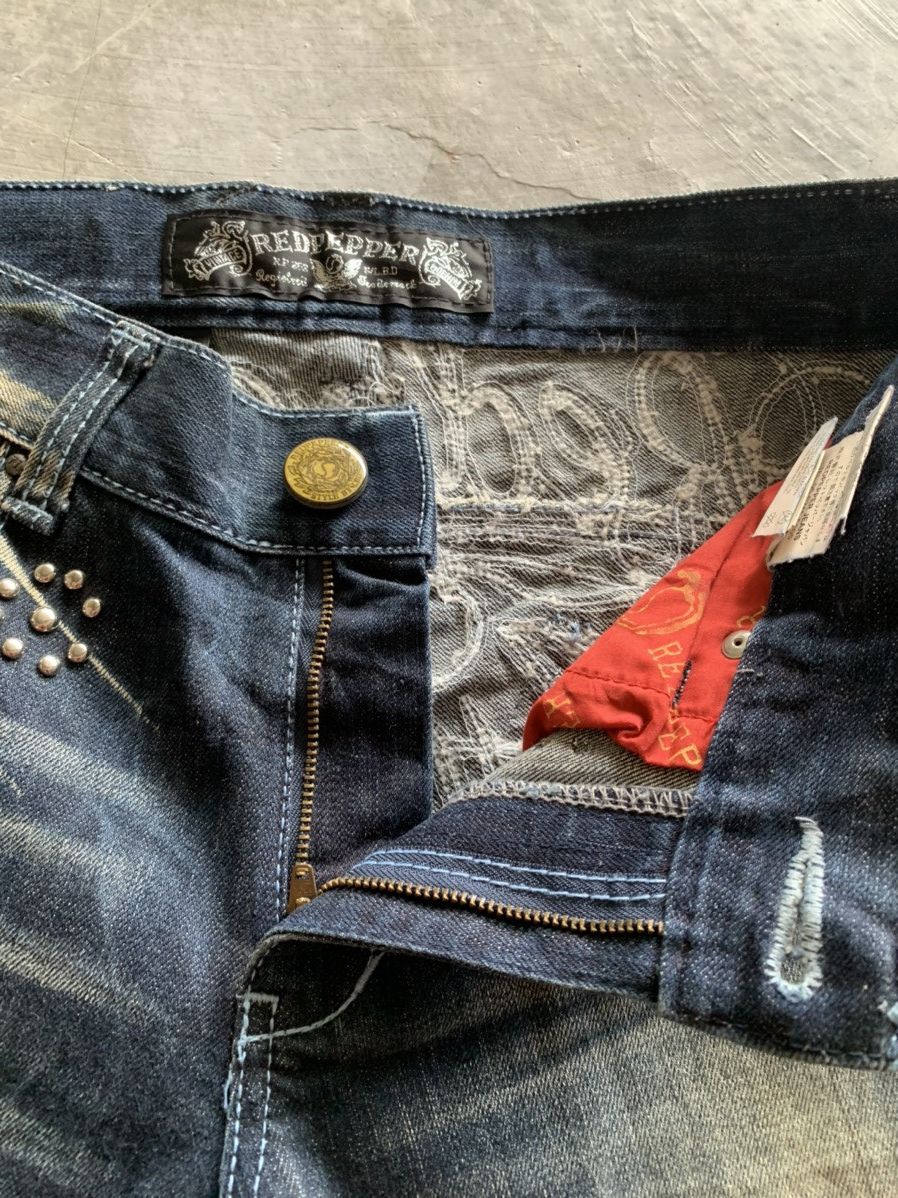 If Six Was Nine Y2K RED PEPPER rusty style rhinestone embroidery design Size US 32 / EU 48 - 10 Thumbnail