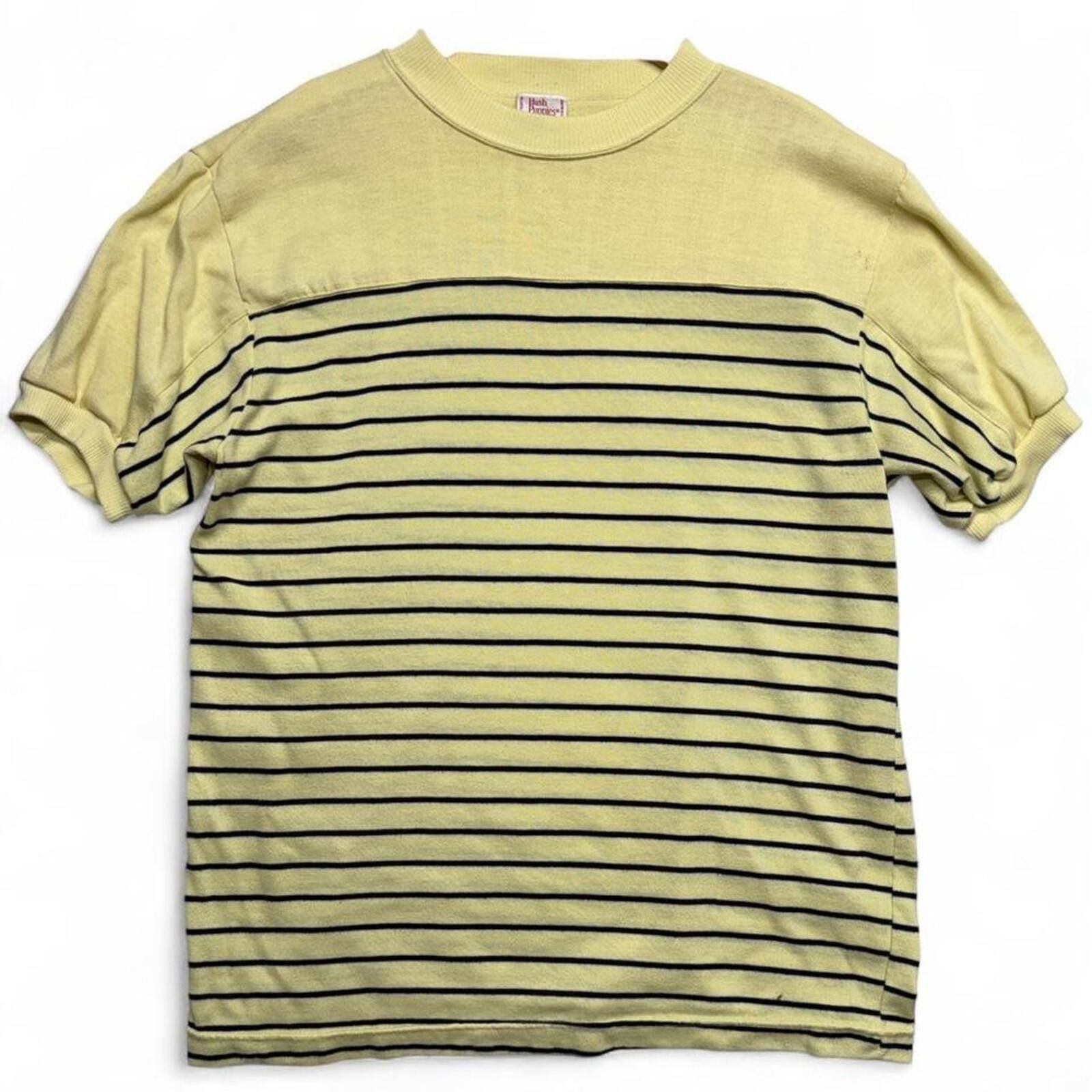 Other Vintage 90s Hush Puppies yellow/black striped ringer tee XL Size US XL / EU 56 / 4 - 1 Thumbnail