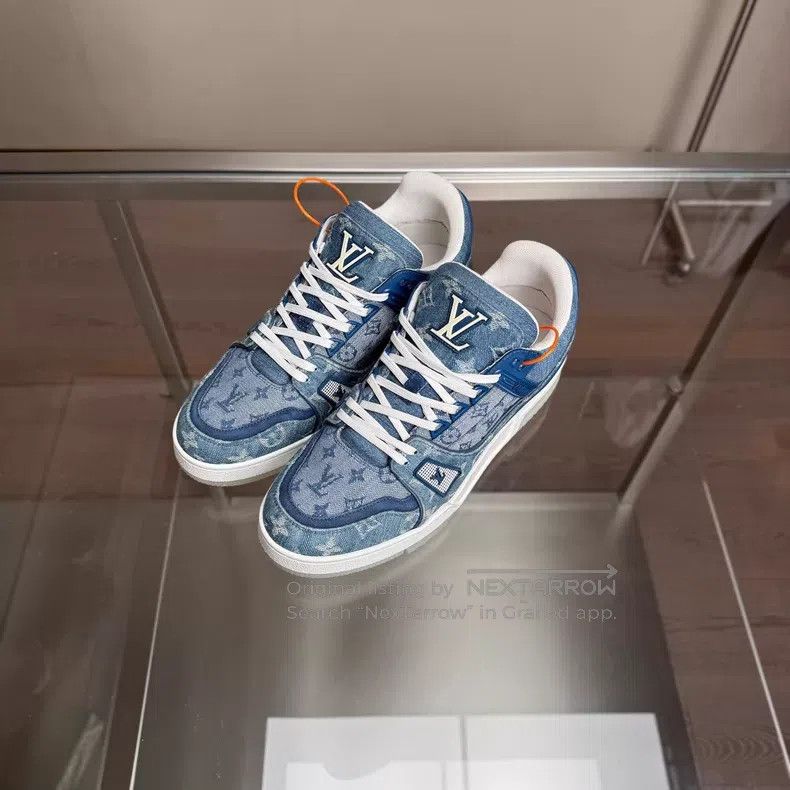 Louis Vuitton Louis Vuitton Trainer White and Blue Denim shoes Size US 7 / EU 40 - 1 Thumbnail