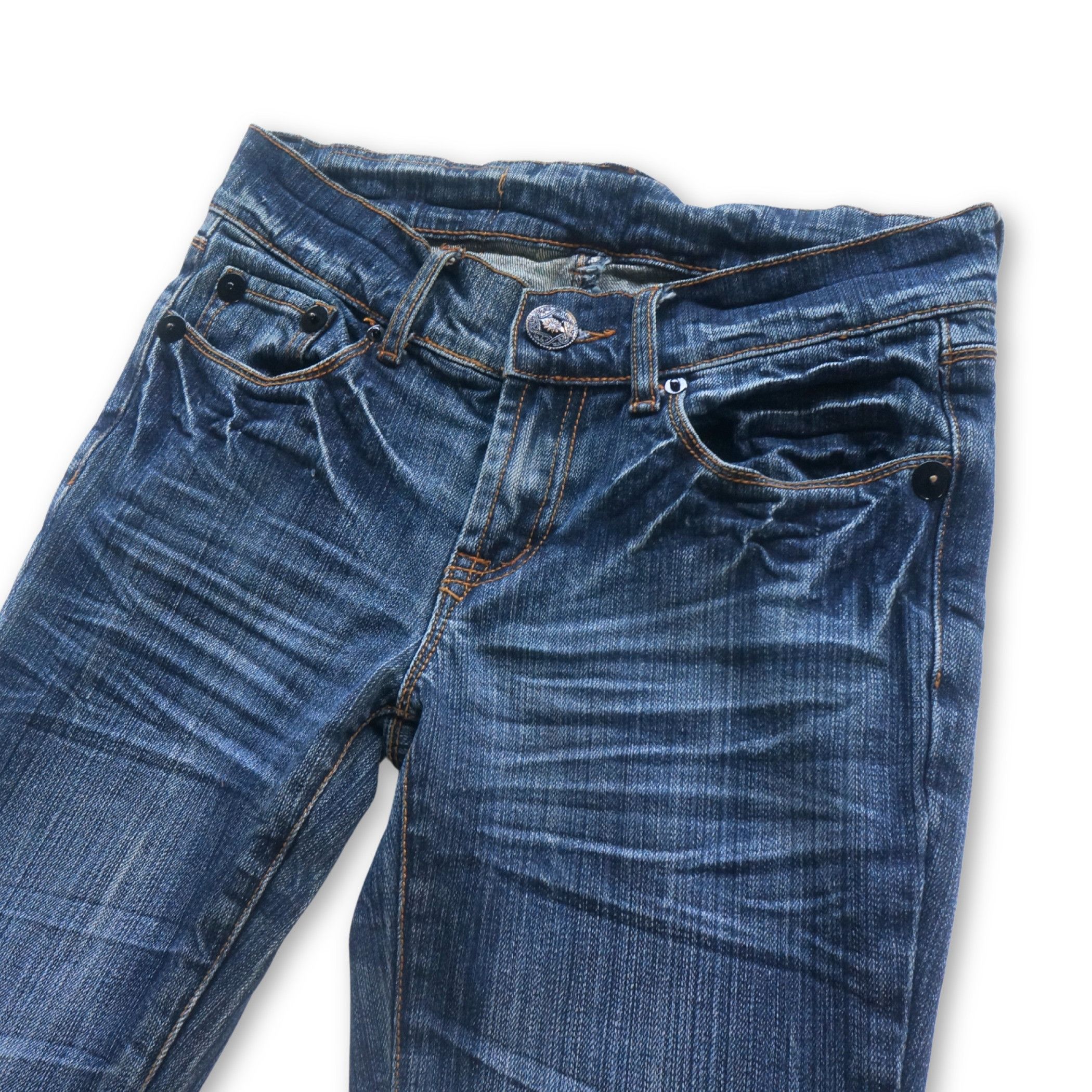 Japanese Brand Q.CO.CO By Happy Valley Low Rise Flare Whisker Jeans Size 26" / US 2 / IT 38 - 3 Thumbnail