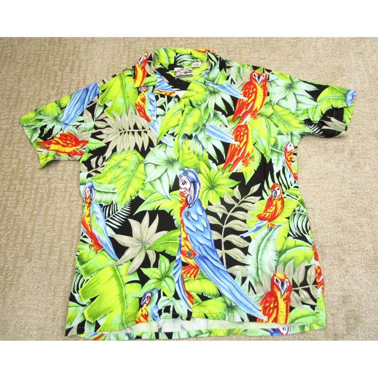 Vintage Pineapple Connection Shirt Medium Green Vintage Hawaiian Tropical Macaw Parrot Men’s Button-Up Short Sleeve Floral Size US M / EU 48-50 / 2 - 2 Thumbnail