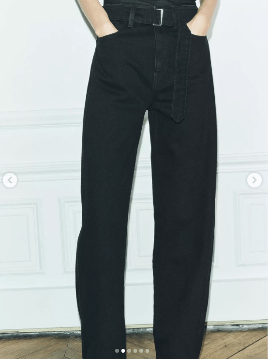 Zara Zara Black High-Waist Belted Denim Pants Cotton Classic Fit Size 28" / US 6 / IT 42 - 9 Thumbnail