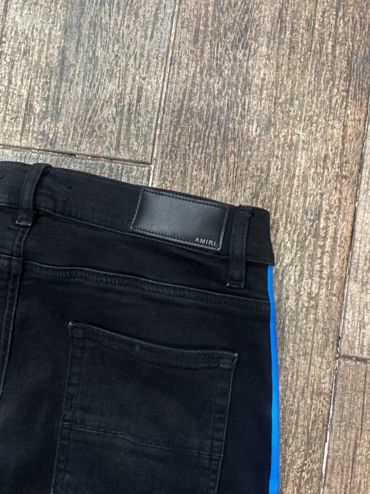 Amiri Black and Blue Track Stripe Jeans Size US 33 - 4 Thumbnail