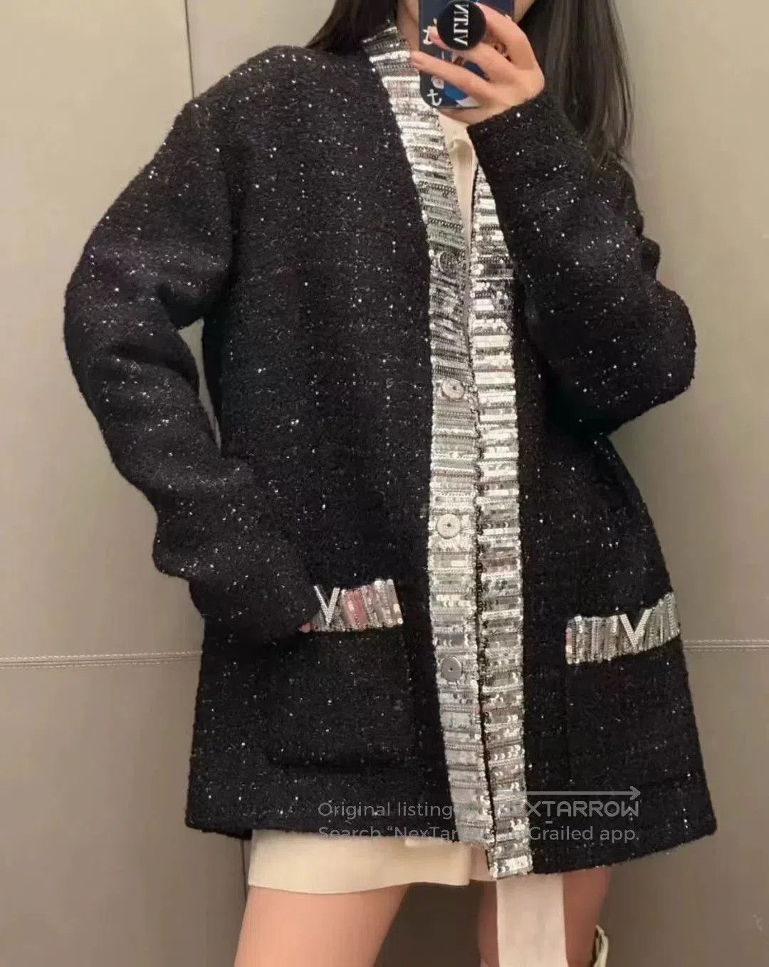 Valentino Valentino Black Sequined V. Size S / US 4 / IT 40 - 8 Thumbnail