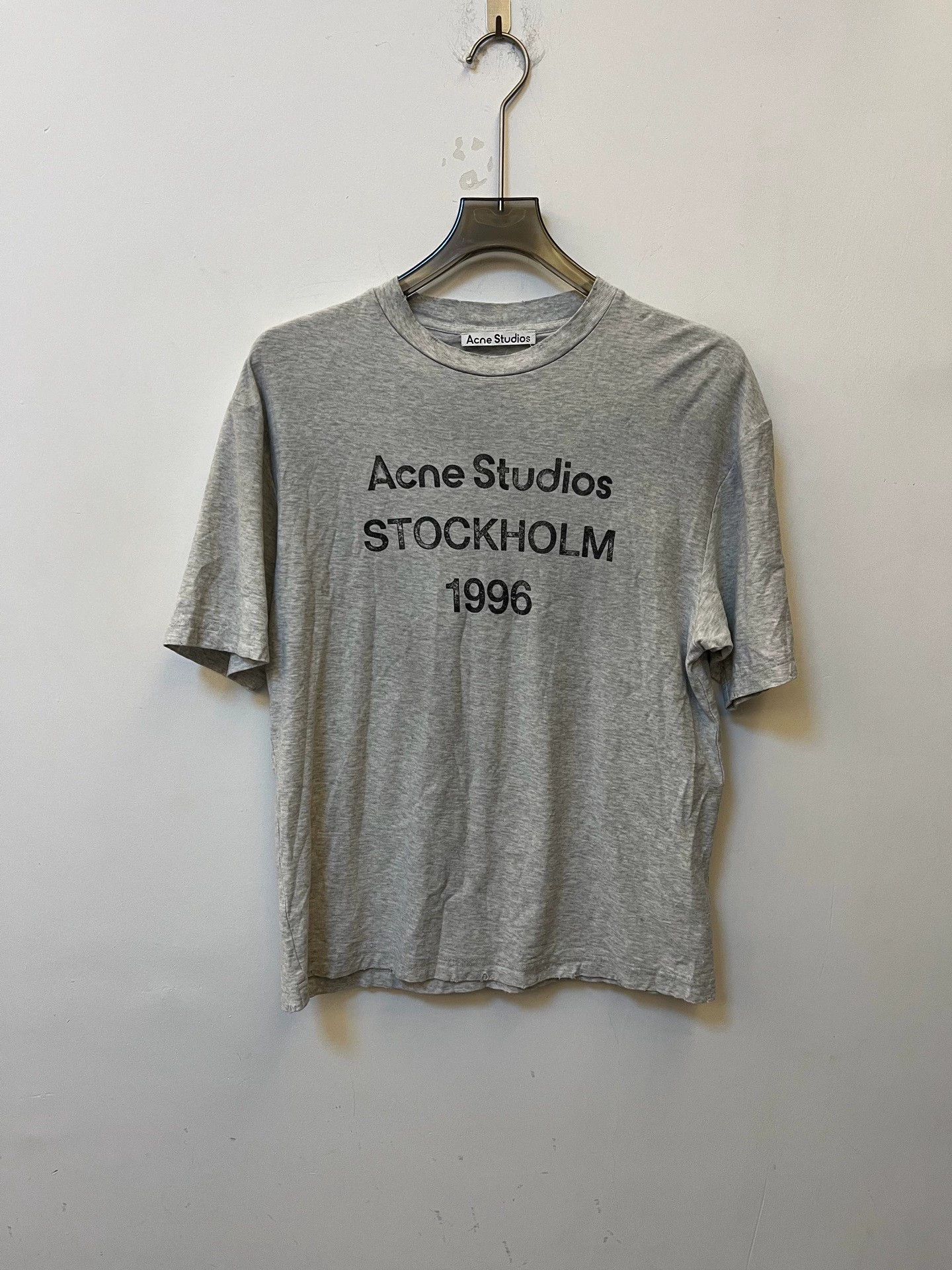 Acne 1996 Ss24 Logo Loose Gray T-Shirt Xs Unisex, Men's