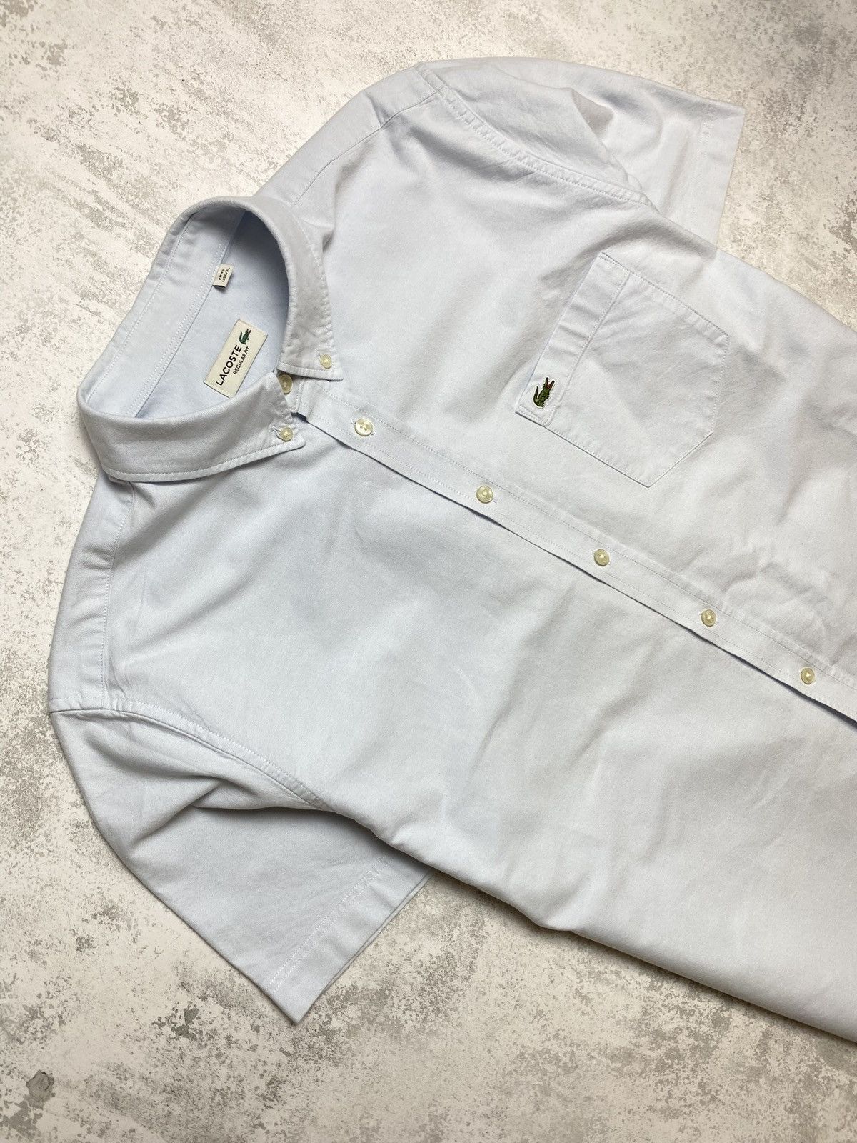 Lacoste Lacoste Regular Fit Short Sleeve Oxford Shirt in Pale Blue Size US XL / EU 56 / 4 - 5 Thumbnail