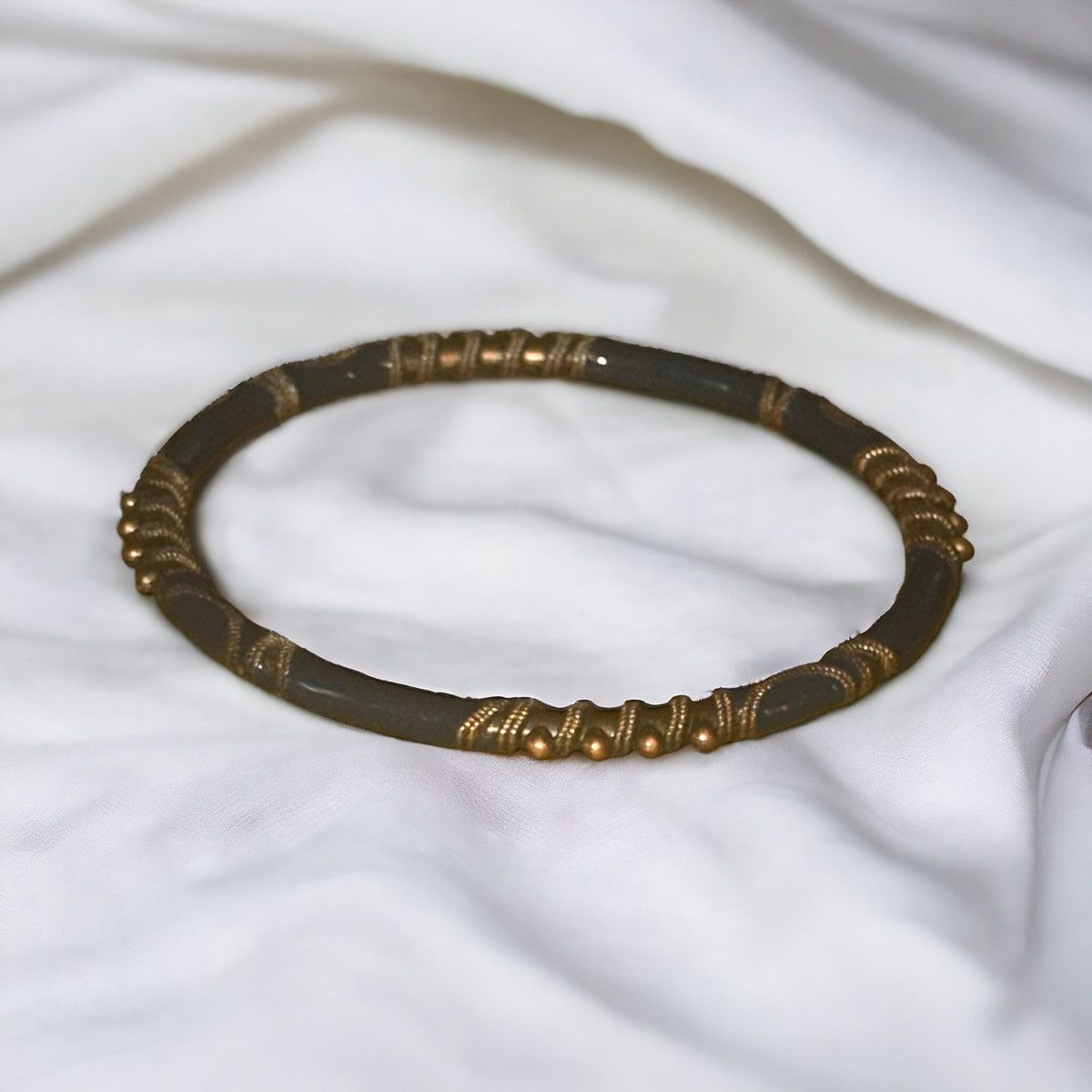 Vintage Vintage enamel brass tone rope accent thin bangle bracelet Size ONE SIZE - 2 Thumbnail