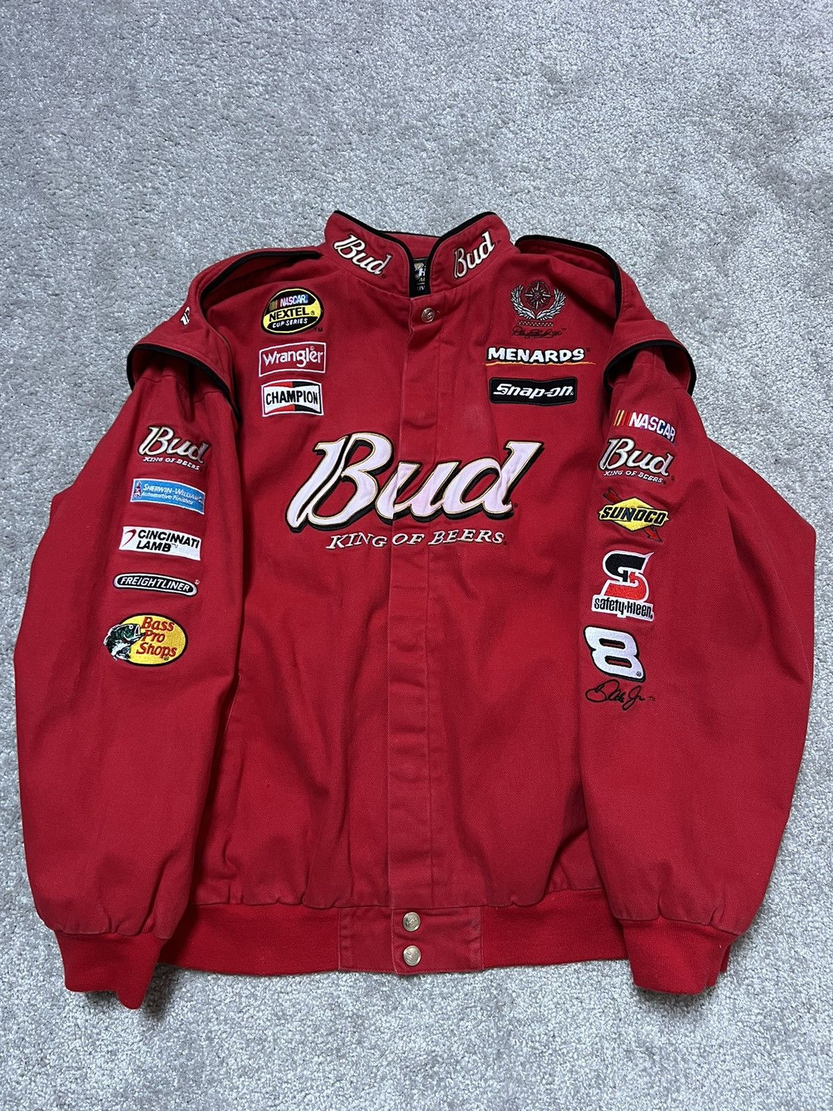 Budweiser Chase Authentics Budweiser Red Bomber Racing Jacket Size XXL Size US XXL / EU 58 / 5 - 4 Thumbnail