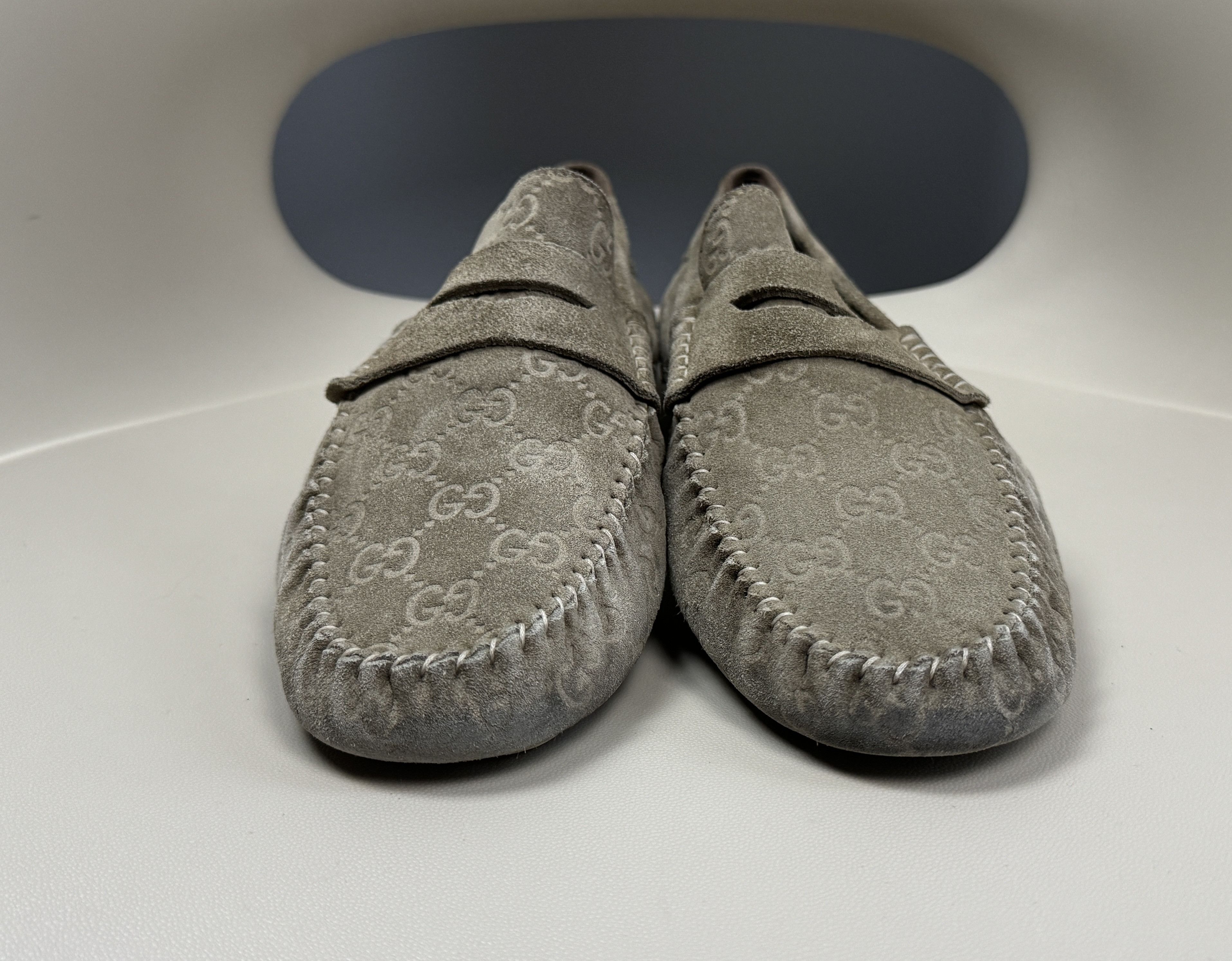 Gucci Gucci Suede GG Monogram Loafers Flats Olive Gray Size 8 Size US 9 / EU 42 - 7 Thumbnail