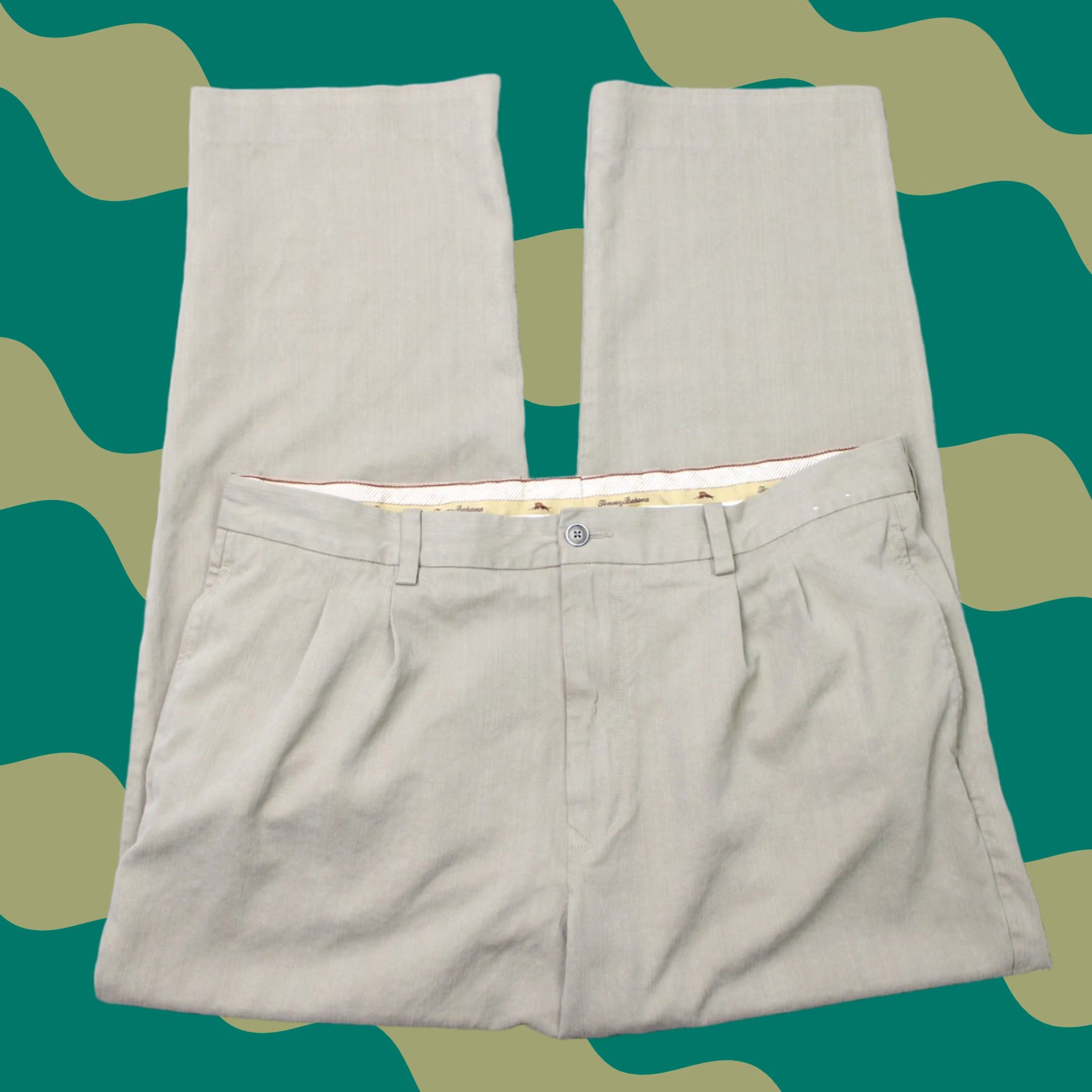 Tommy Bahama Tommy Bahama Pants Mens 36 x 28 Beige Flat Front Silk/Rayon from Bamboo Straight Pants Mens 36 x 28 Beige Flat Front Silk/Rayon from Bamboo Straight Size US 36 / EU 52 - 1 Thumbnail
