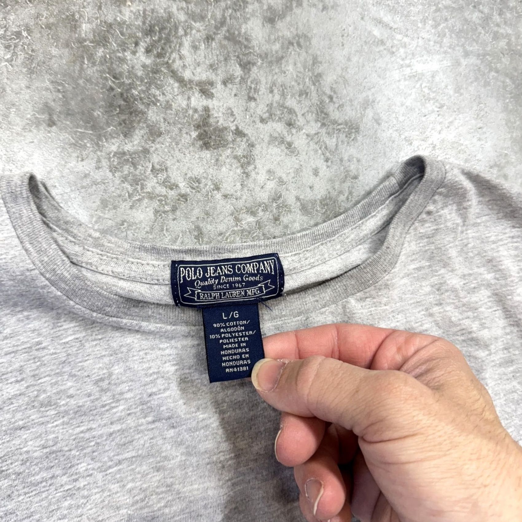 Polo Ralph Lauren Ralph Lauren Polo Jeans Company Shirt Mens Large Gray Heather Embroidered Flag Shirt Mens L Gray Heather Embroidered Flag Mulitword Rearranged Size US L / EU 52-54 / 3 - 3 Thumbnail