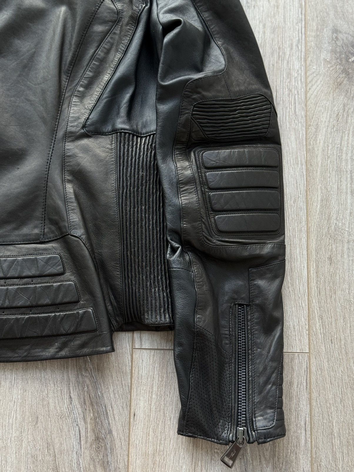 Ralph Lauren Black Label ARCHIVE 5/5 LEATHER MOTO JACKET WITH RIBBED ARMOR DETAILING Size US M / EU 48-50 / 2 - 11 Thumbnail