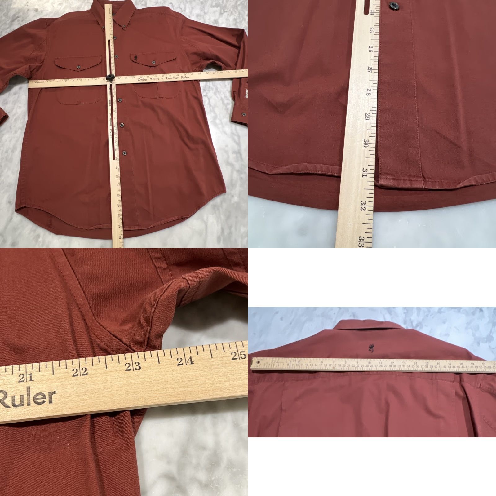 Vintage Browning Gold Men’s Button-Down Shirt Long Sleeve Cotton Pockets Fall Winter Spring Summer Regular M Brown Size US M / EU 48-50 / 2 - 8 Thumbnail