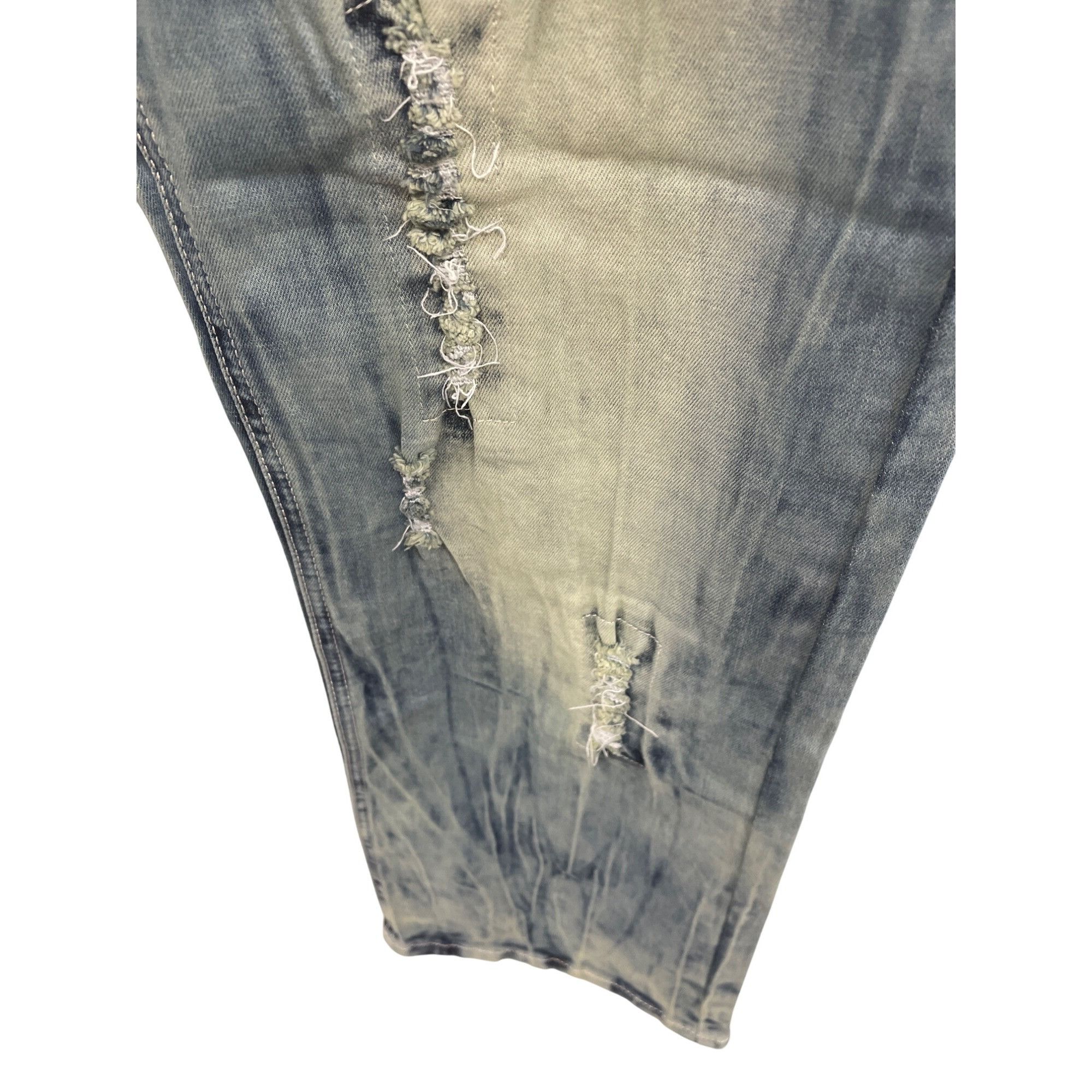 Other Black Premium Mens blue acid distressed Boot Cut Denim Jeans Size US 34 / EU 50 - 6 Thumbnail