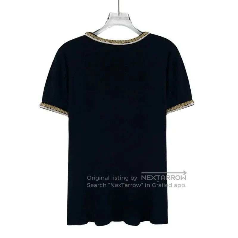 Chanel Chanel Black Cotton T-Shirt with Gold Trim . Size M / US 6-8 / IT 42-44 - 2 Thumbnail