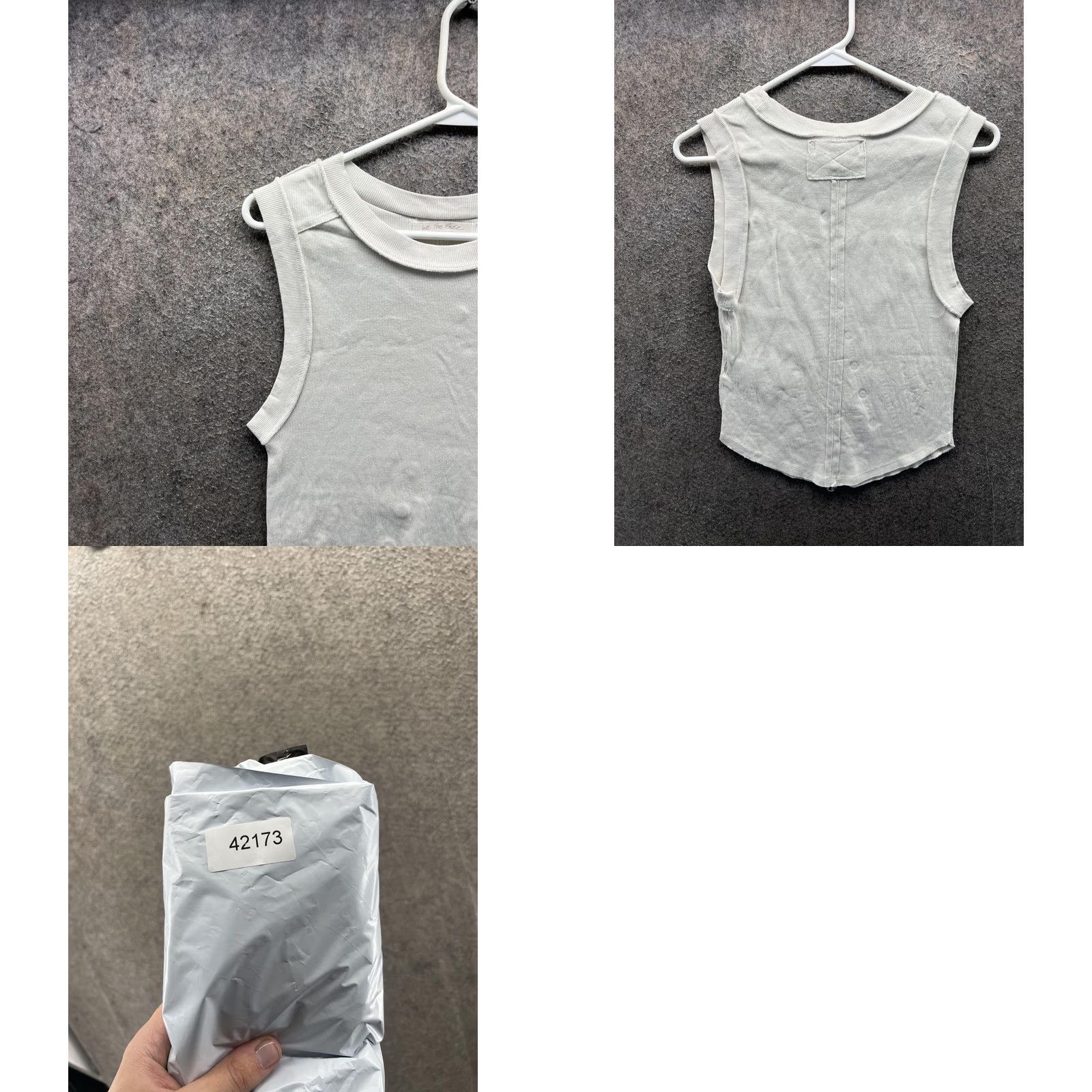 Free People Free People Tank Top Women Large White Cropped Crew Neck Knit Jersey We The Free Size L / US 10 / IT 46 - 8 Thumbnail
