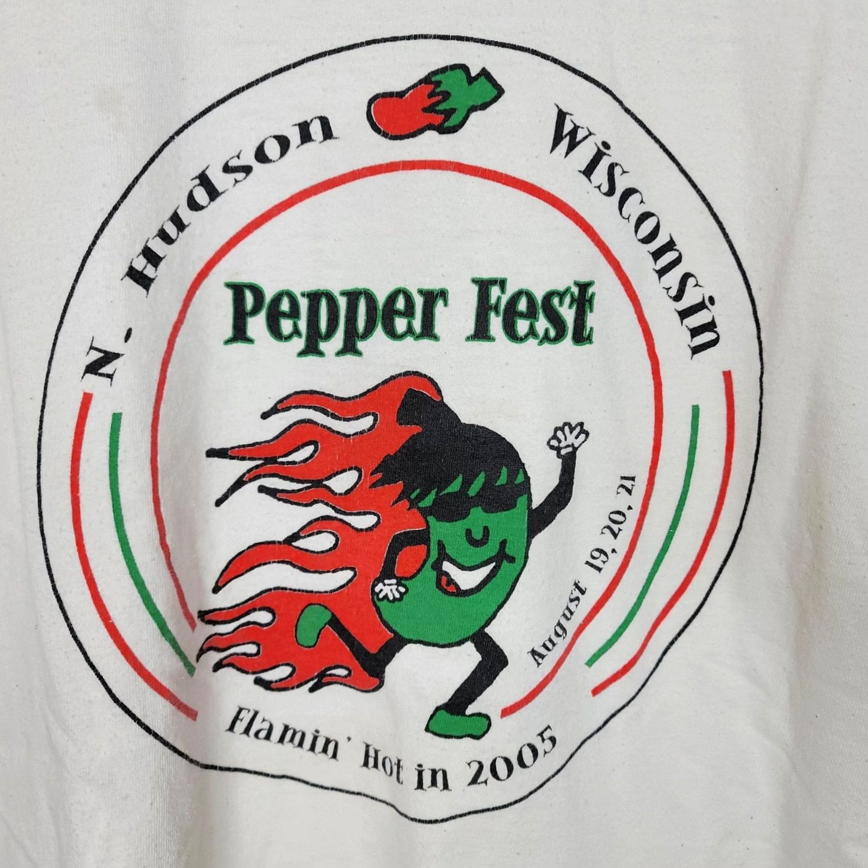 Gildan VINTAGE Gildan Shirt Mens L White North Hudson Pepper Fest Graphic Tee Size US L / EU 52-54 / 3 - 3 Thumbnail