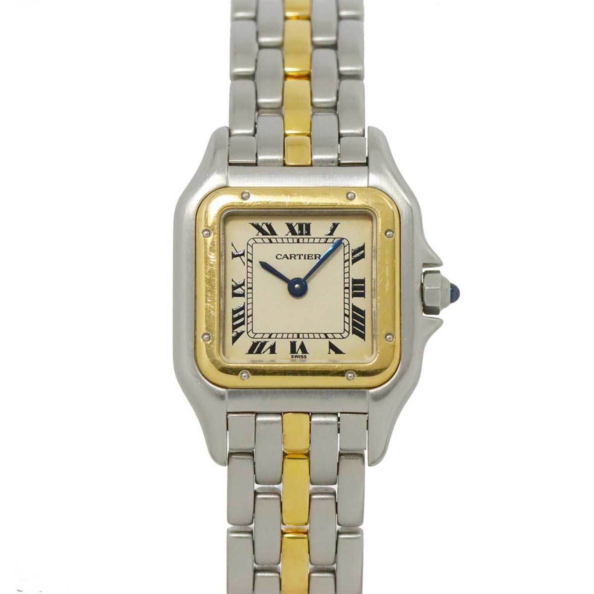 Cartier Panthere 1 Row Sm Combi Ladies Watch Ivory K18Yg Yellow Gold Quartz in Beige, Women's