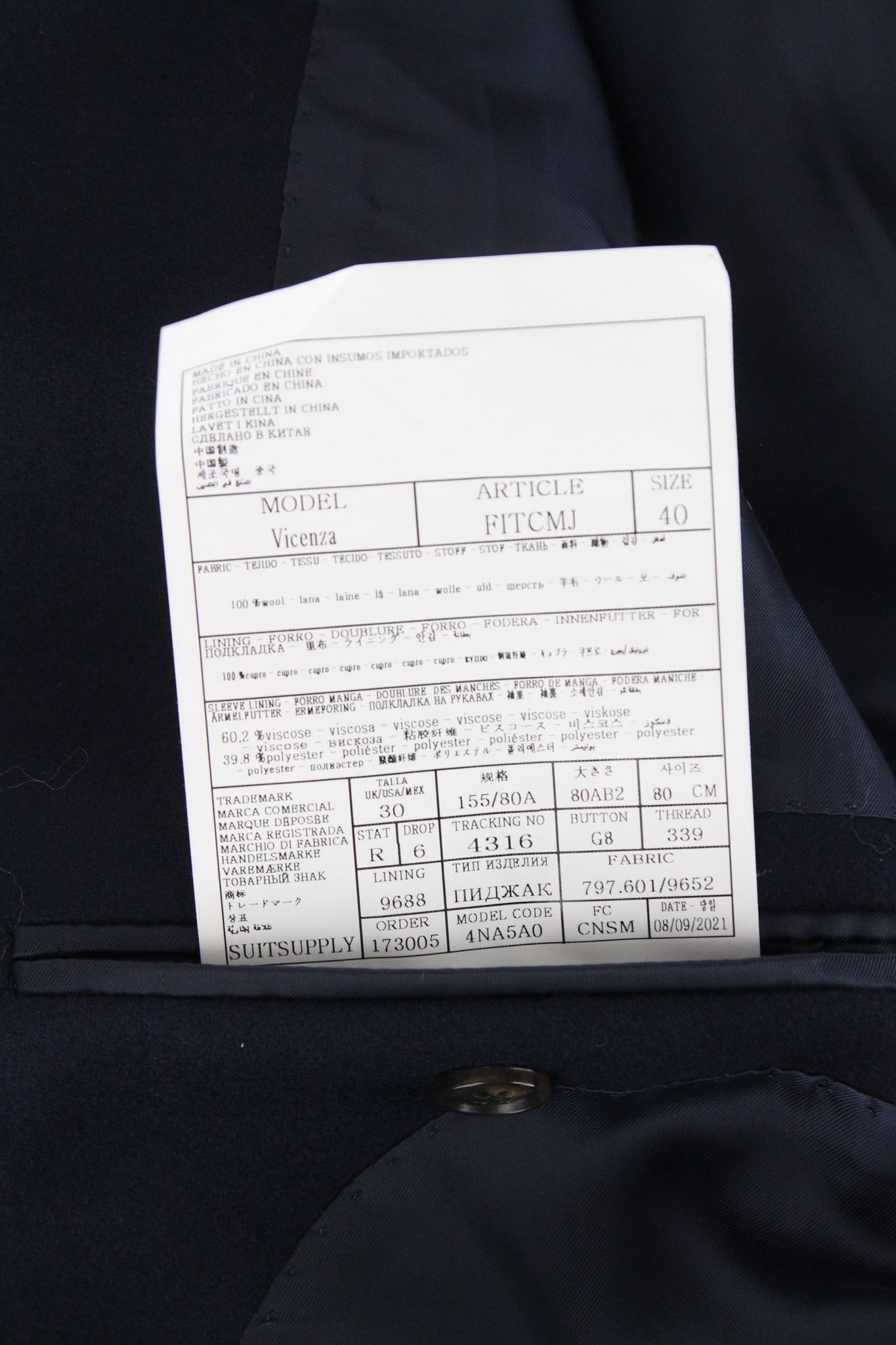 Suitsupply VICENZA UK30R Navy Wool Flannel Coat 66635 Size US XXS / EU 40 - 6 Thumbnail