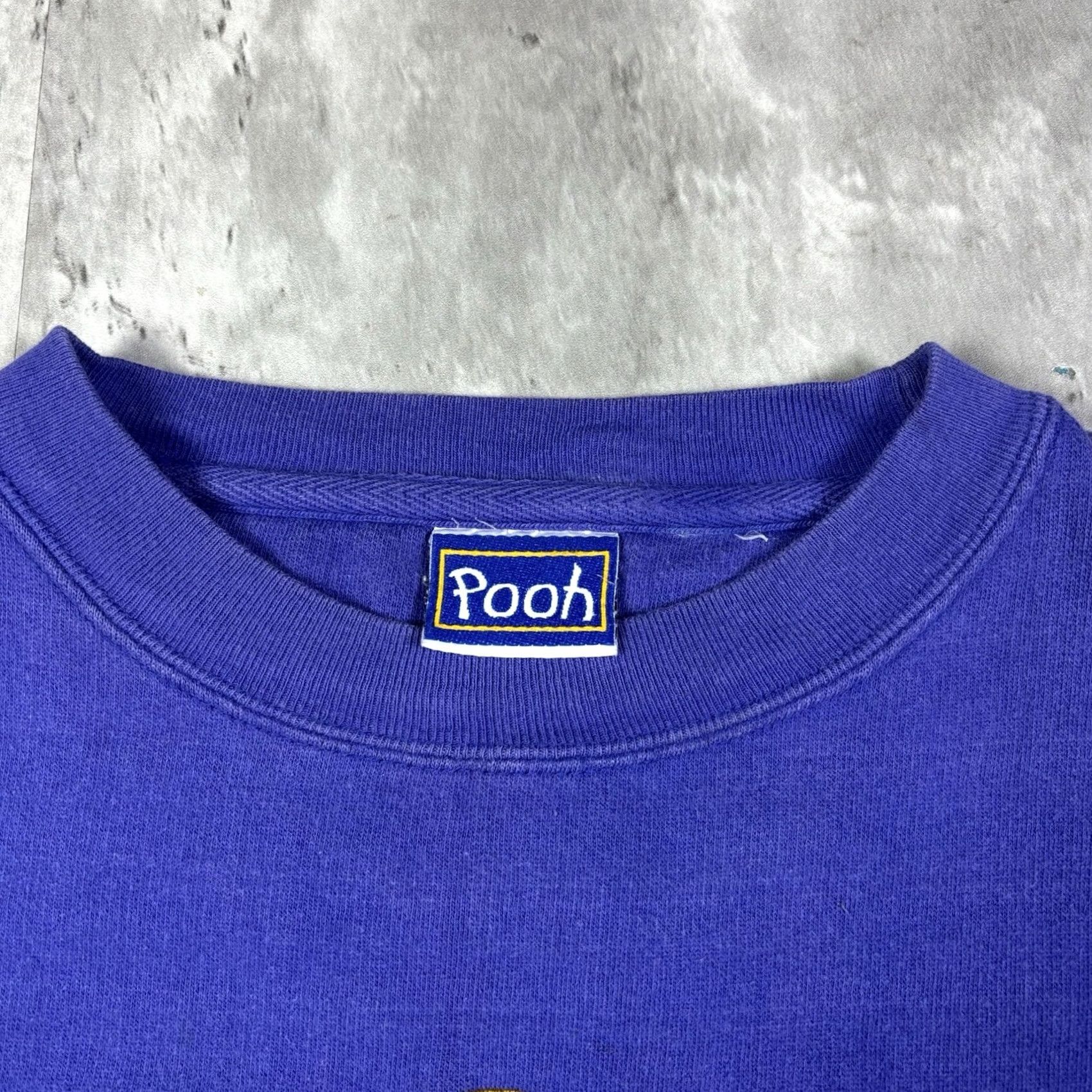 Disney VINTAGE Disney Pooh Sweatshirt Purple Embroidered Cartoon Size S Mens 90s Cartoon USA Graphic Print Pullover Heavyweight Cotton Fleece Size US S / EU 44-46 / 1 - 5 Thumbnail