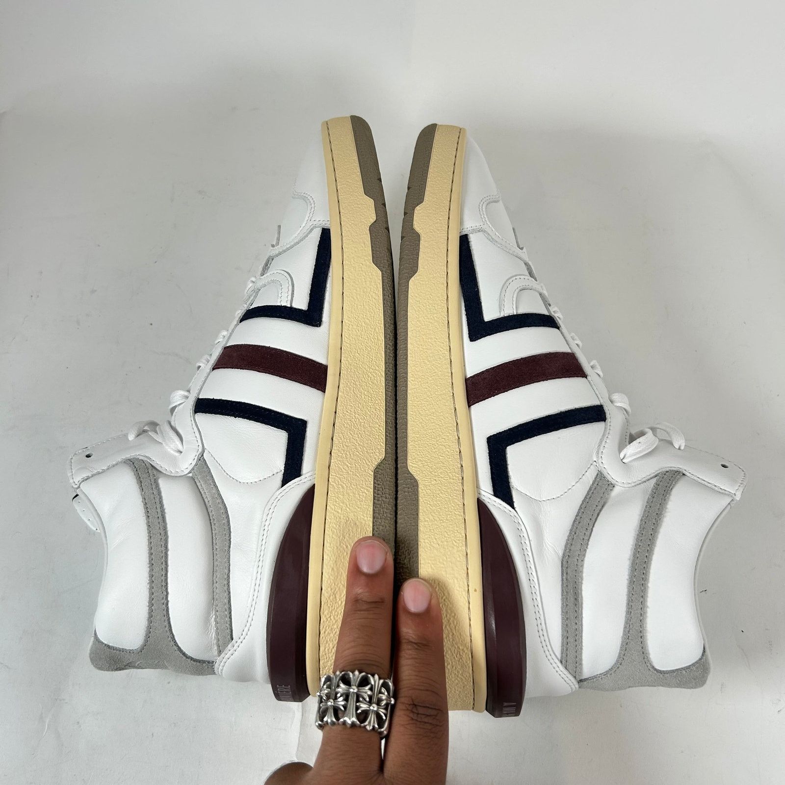 A Ma Maniere × Lanvin Lanvin x A Ma Maniere White/Maroon Clay High-Top Sneaker Size US 11 / EU 44 - 4 Thumbnail