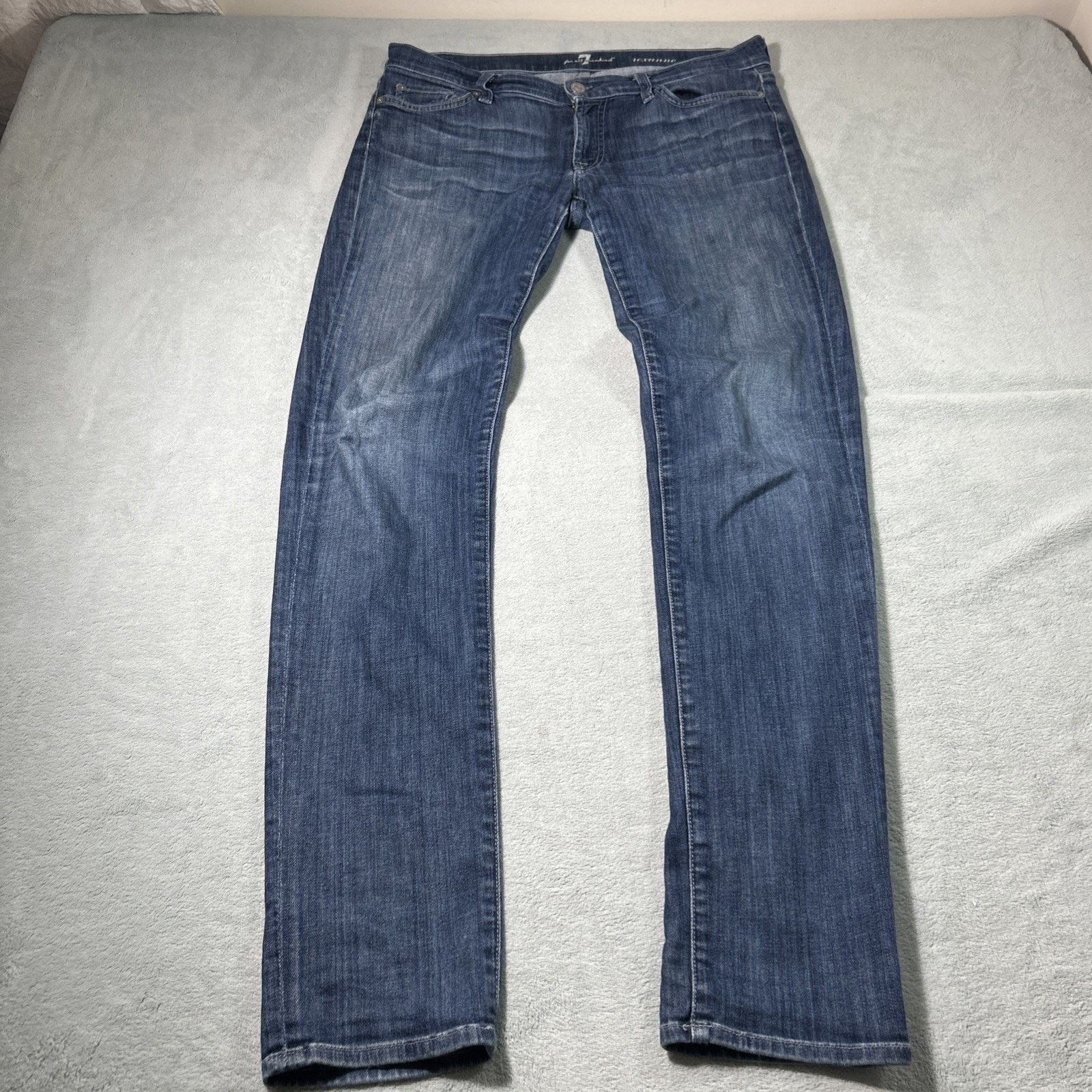 7 For All Mankind 7 For All Mankind Straight Jeans 35x33 Rhinestone Skinny Size 35" - 1 Thumbnail