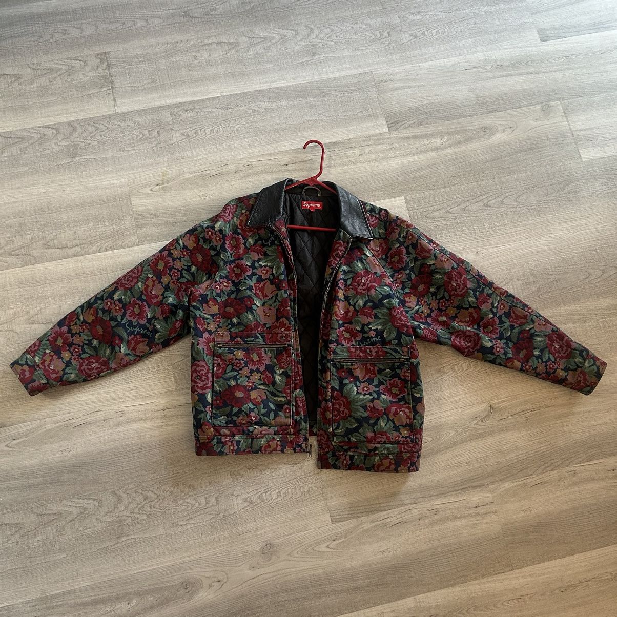 Supreme Supreme Leather Collar Work Jacket Floral | Grailed