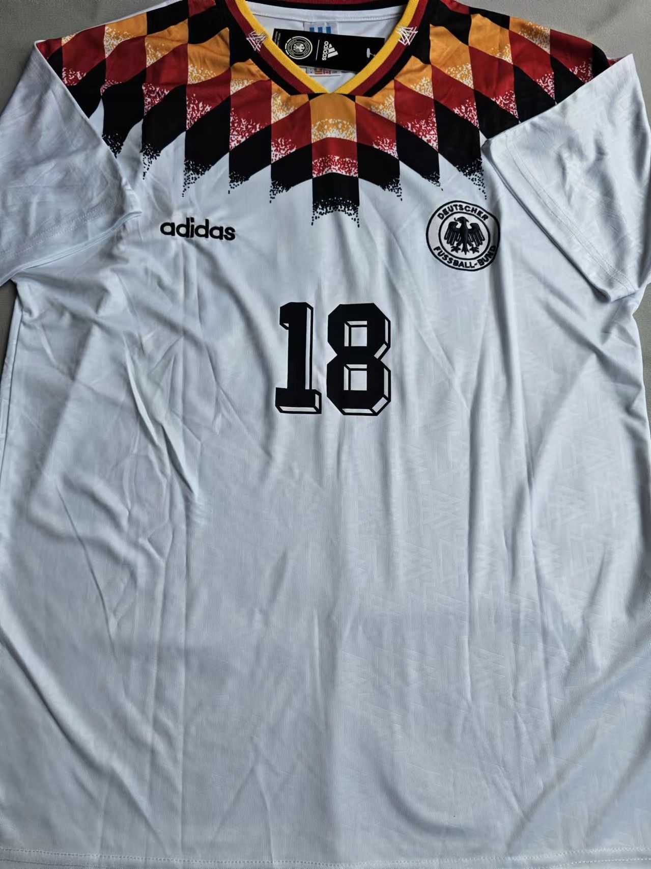 Adidas 1994 World Cup Germany #18 Klinsmann Jersey Size US XL / EU 56 / 4 - 2 Thumbnail